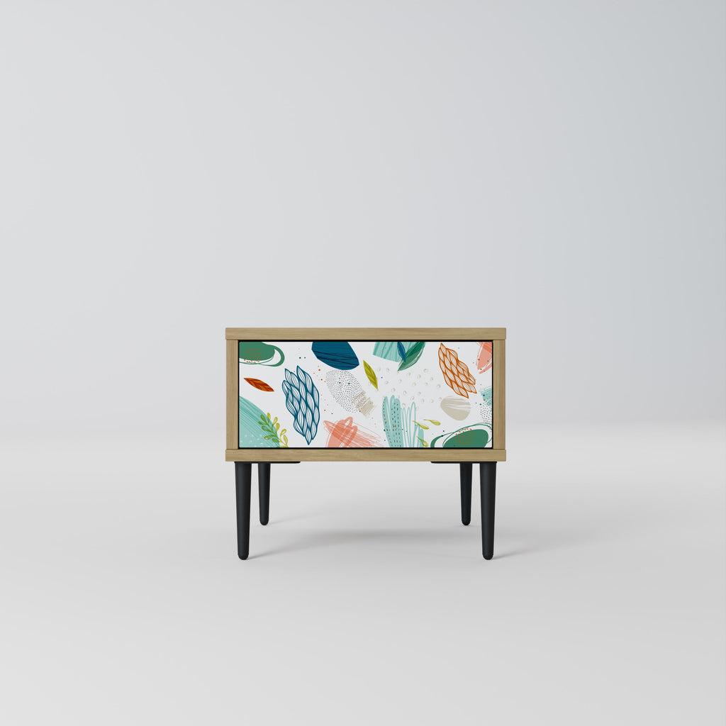 BOTANICAL HURRICANE Nightstand in Oak Effect