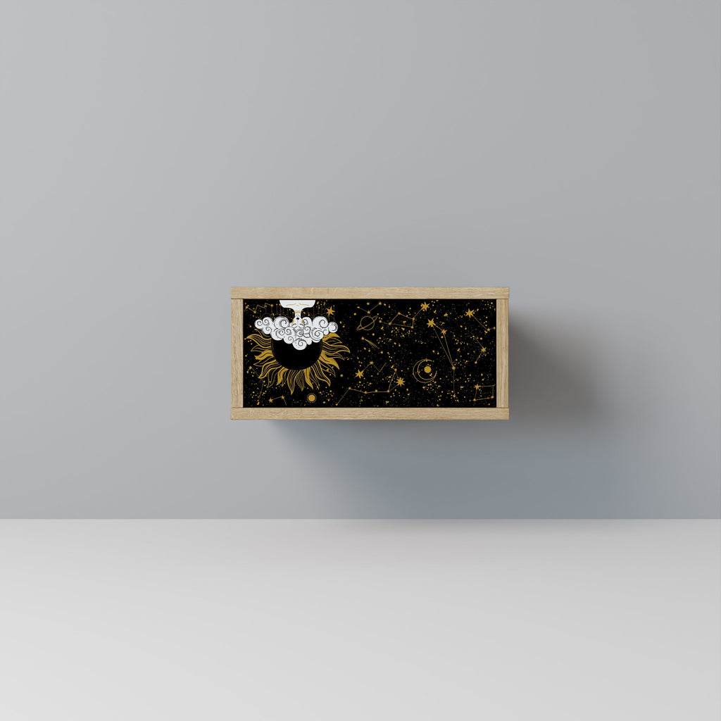 Table de chevet STELLAR CONSTELLATIONS effet chêne