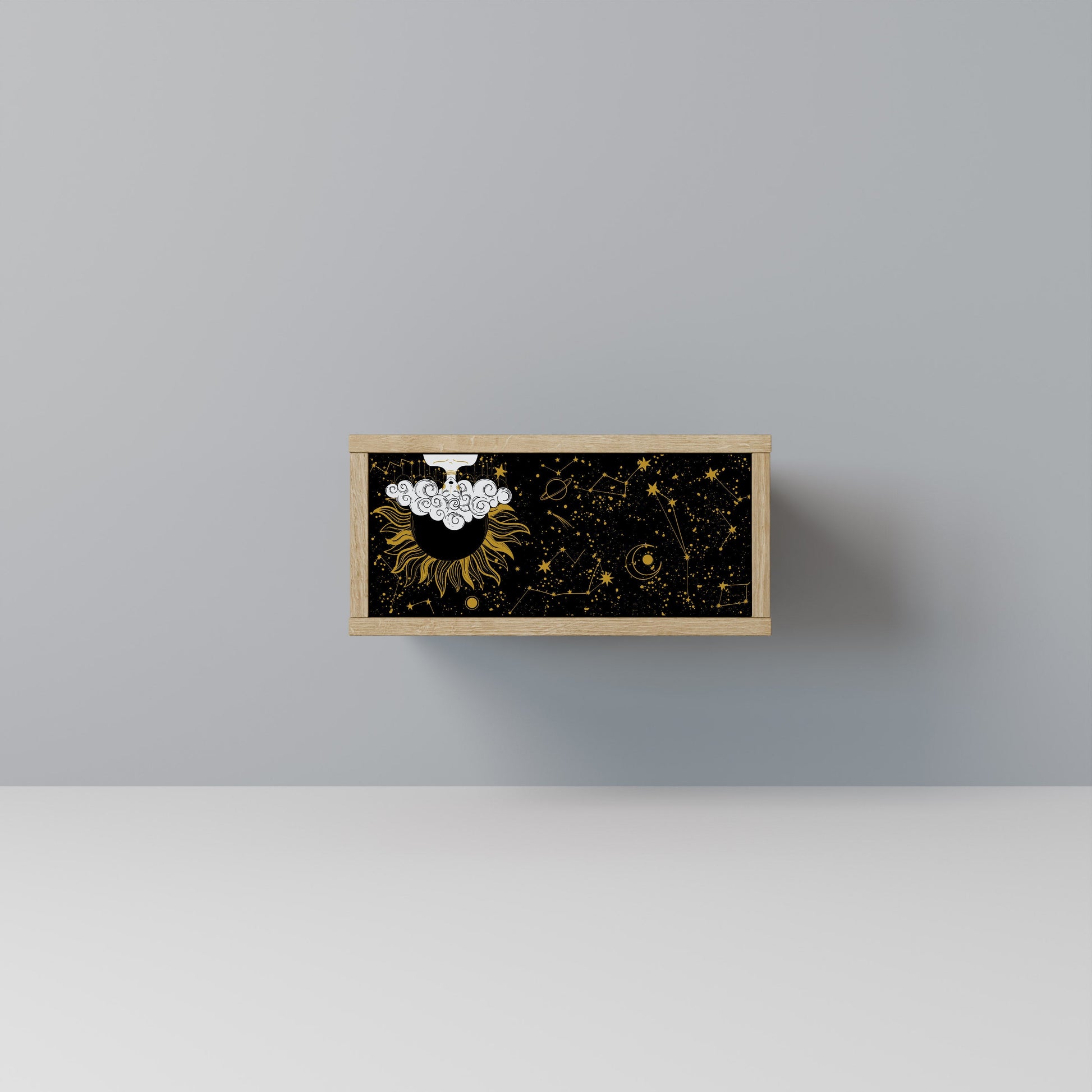 Table de chevet STELLAR CONSTELLATIONS effet chêne