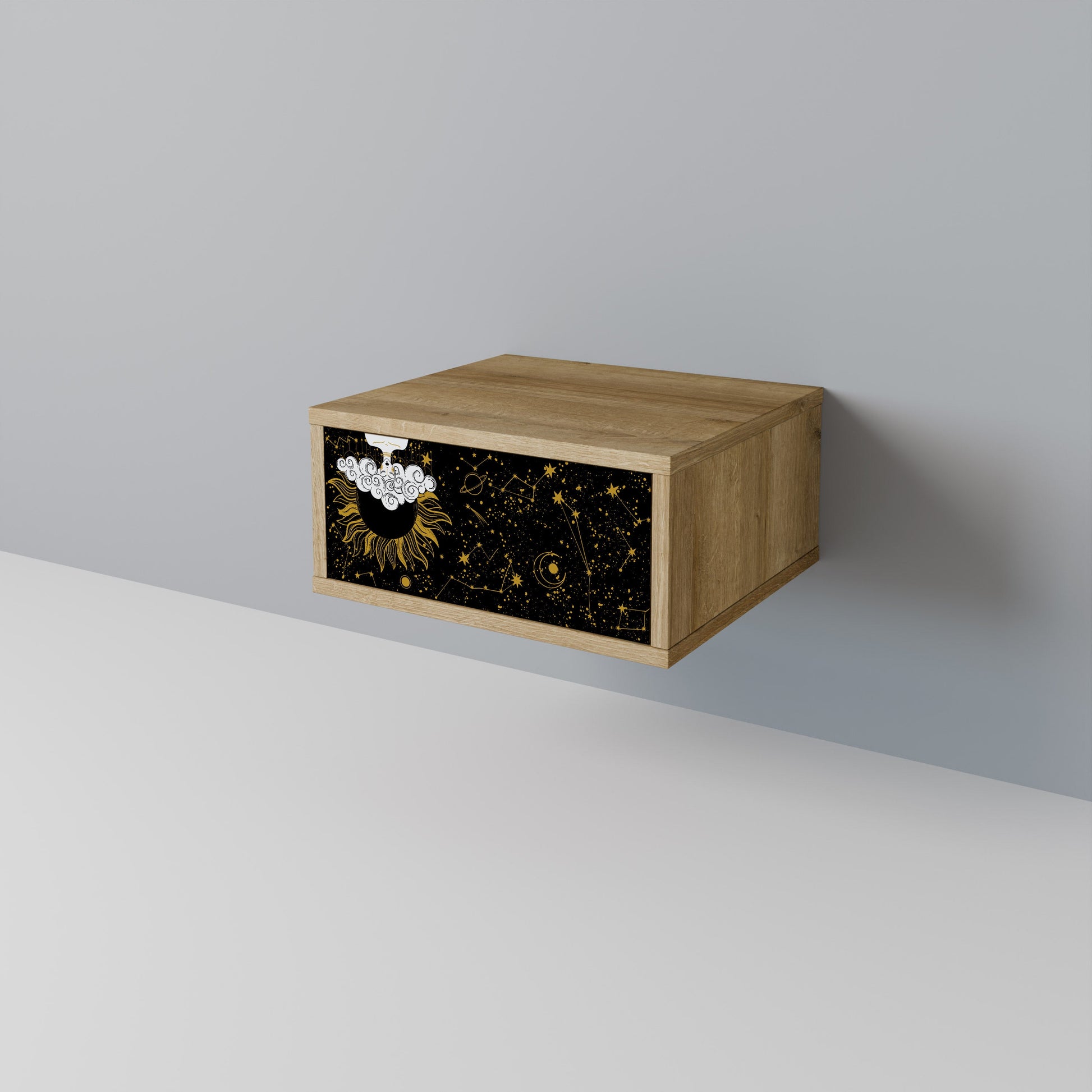 Table de chevet STELLAR CONSTELLATIONS effet chêne