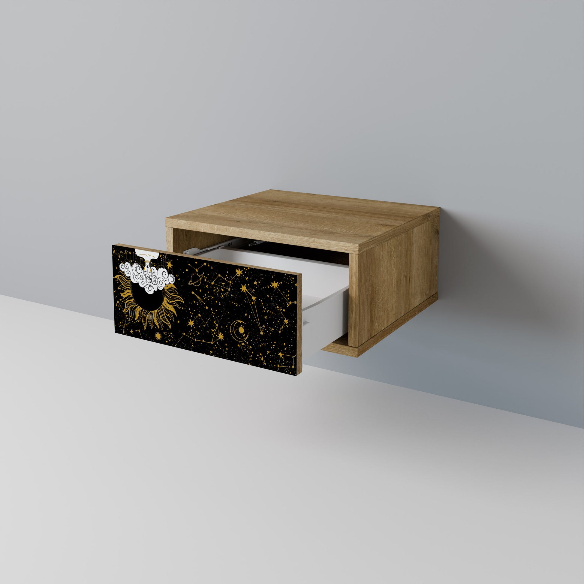 Table de chevet STELLAR CONSTELLATIONS effet chêne
