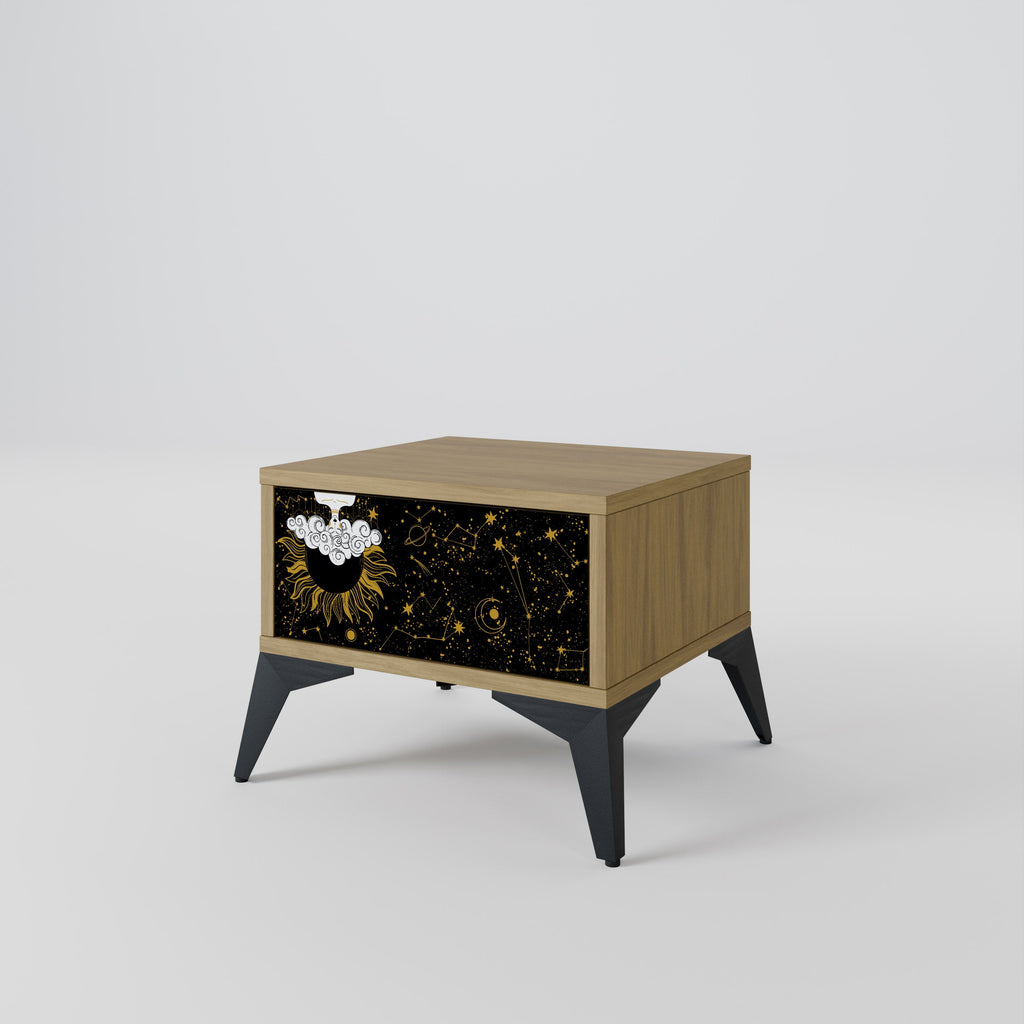 Table de chevet STELLAR CONSTELLATIONS effet chêne