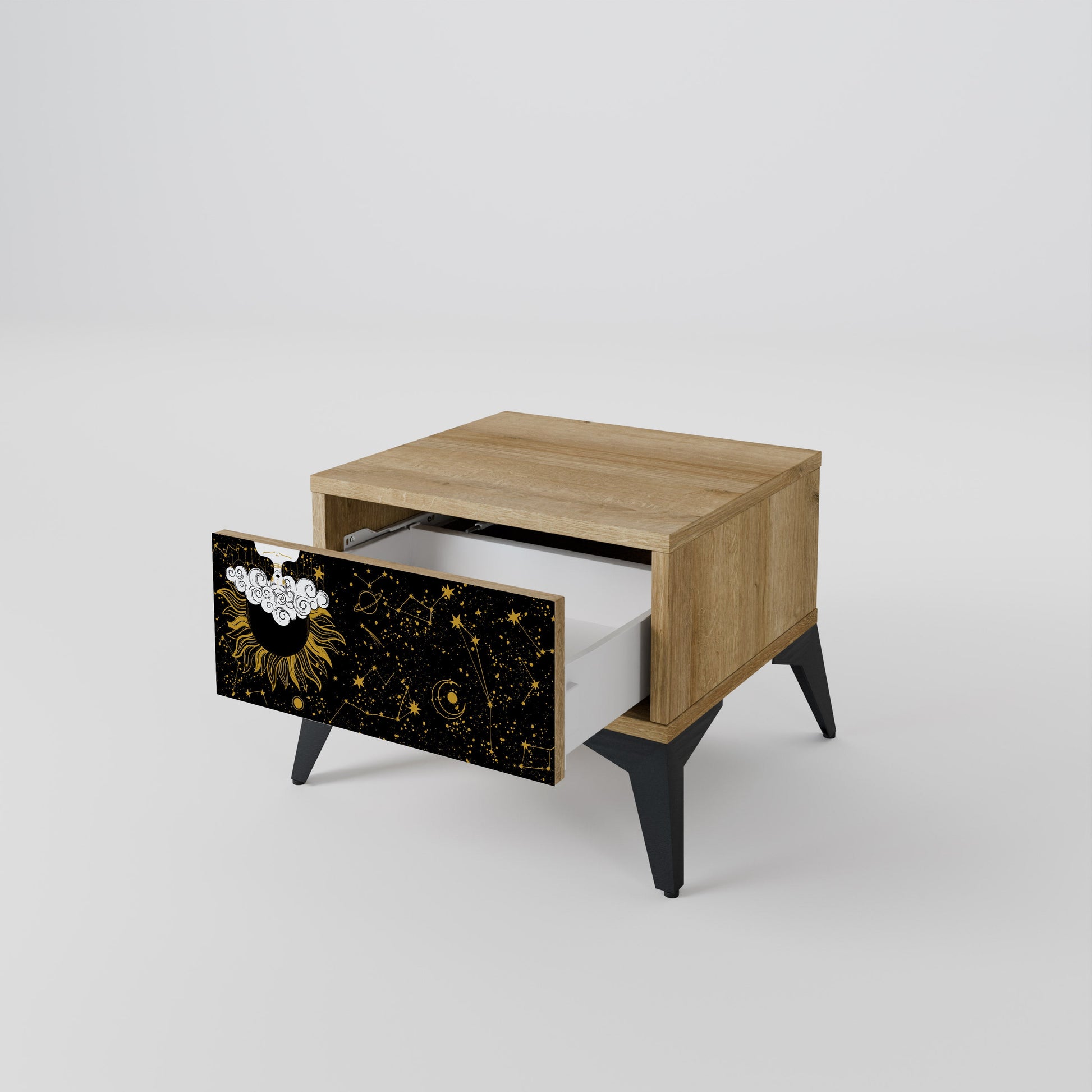 Table de chevet STELLAR CONSTELLATIONS effet chêne