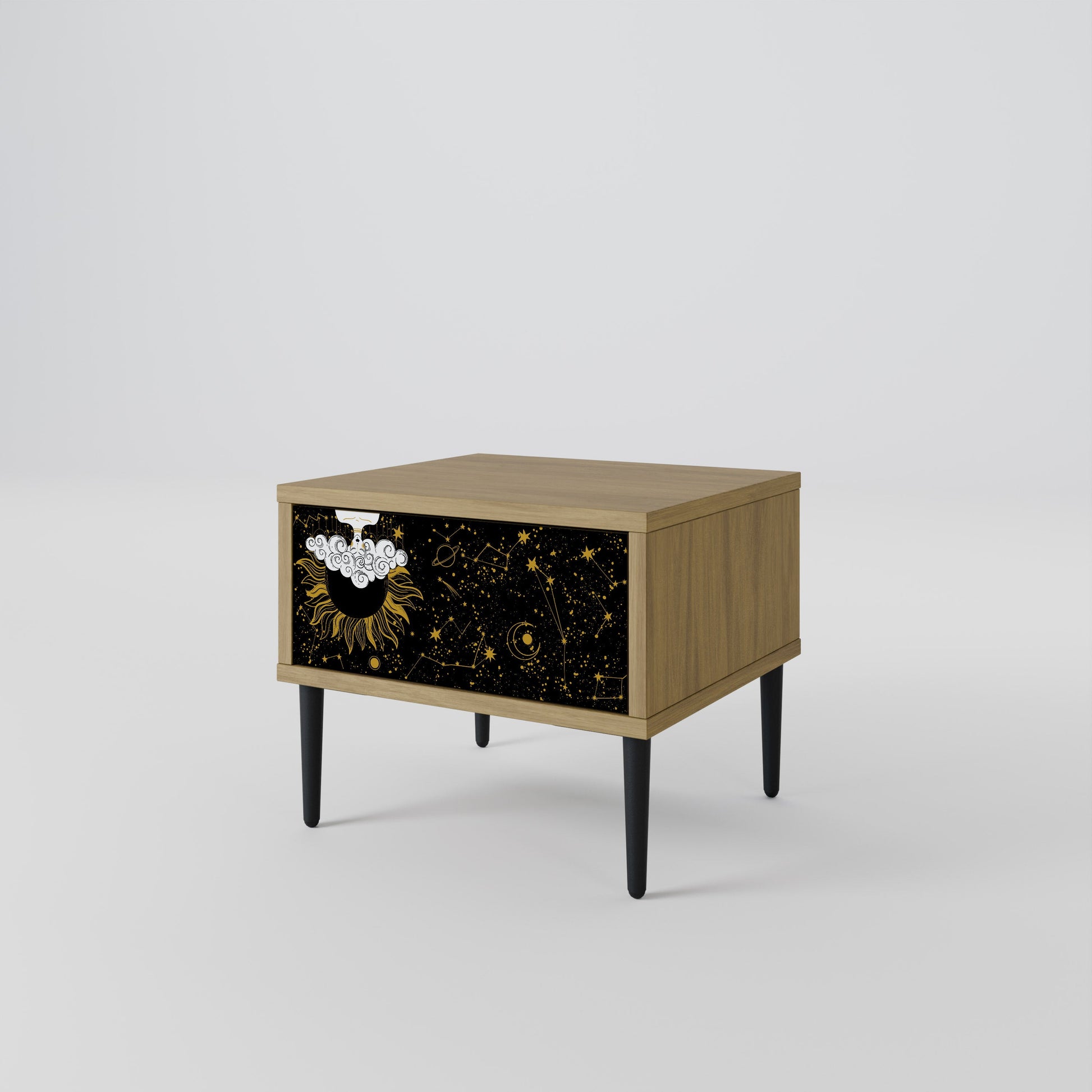 Table de chevet STELLAR CONSTELLATIONS effet chêne