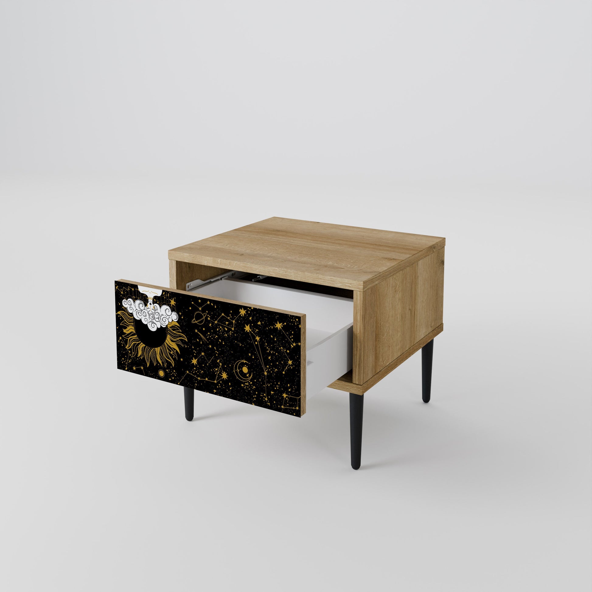 Table de chevet STELLAR CONSTELLATIONS effet chêne