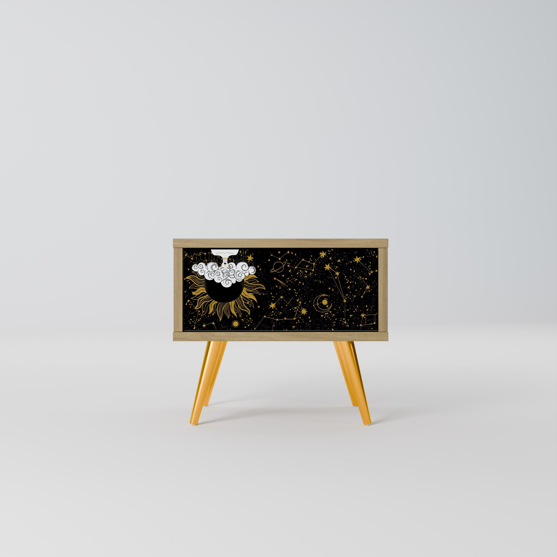 Table de chevet STELLAR CONSTELLATIONS effet chêne