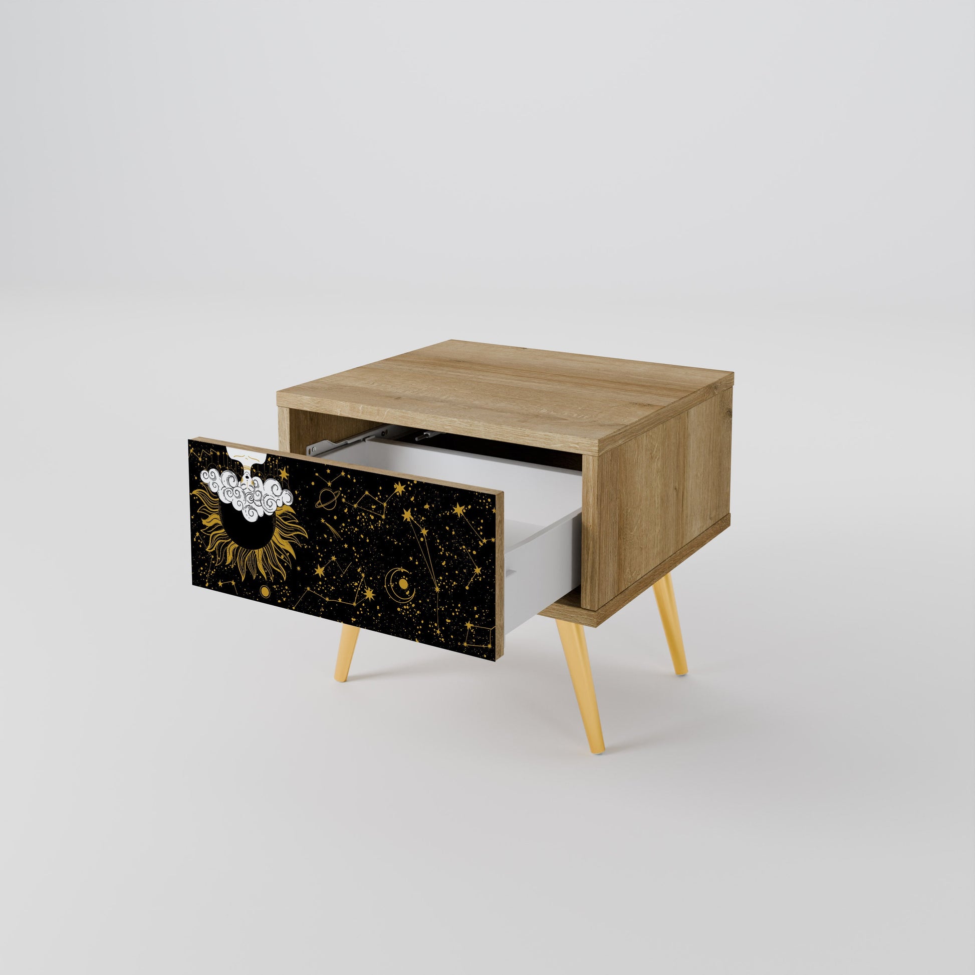 Table de chevet STELLAR CONSTELLATIONS effet chêne