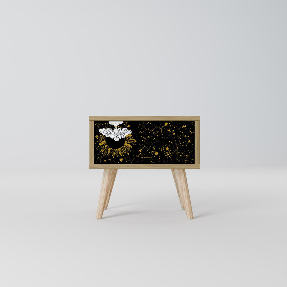 Table de chevet STELLAR CONSTELLATIONS effet chêne