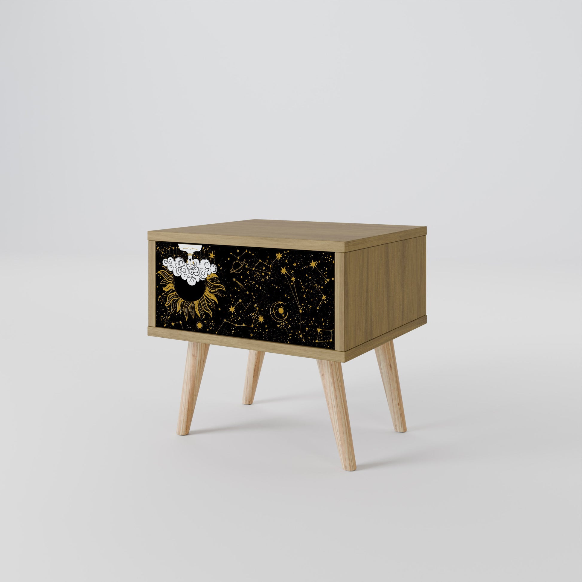 Table de chevet STELLAR CONSTELLATIONS effet chêne