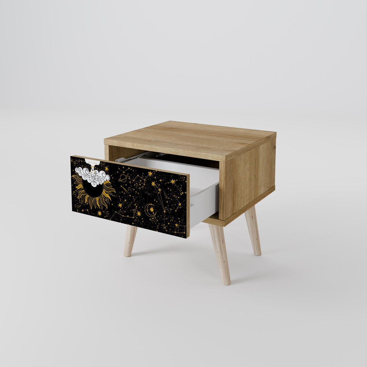 Table de chevet STELLAR CONSTELLATIONS effet chêne