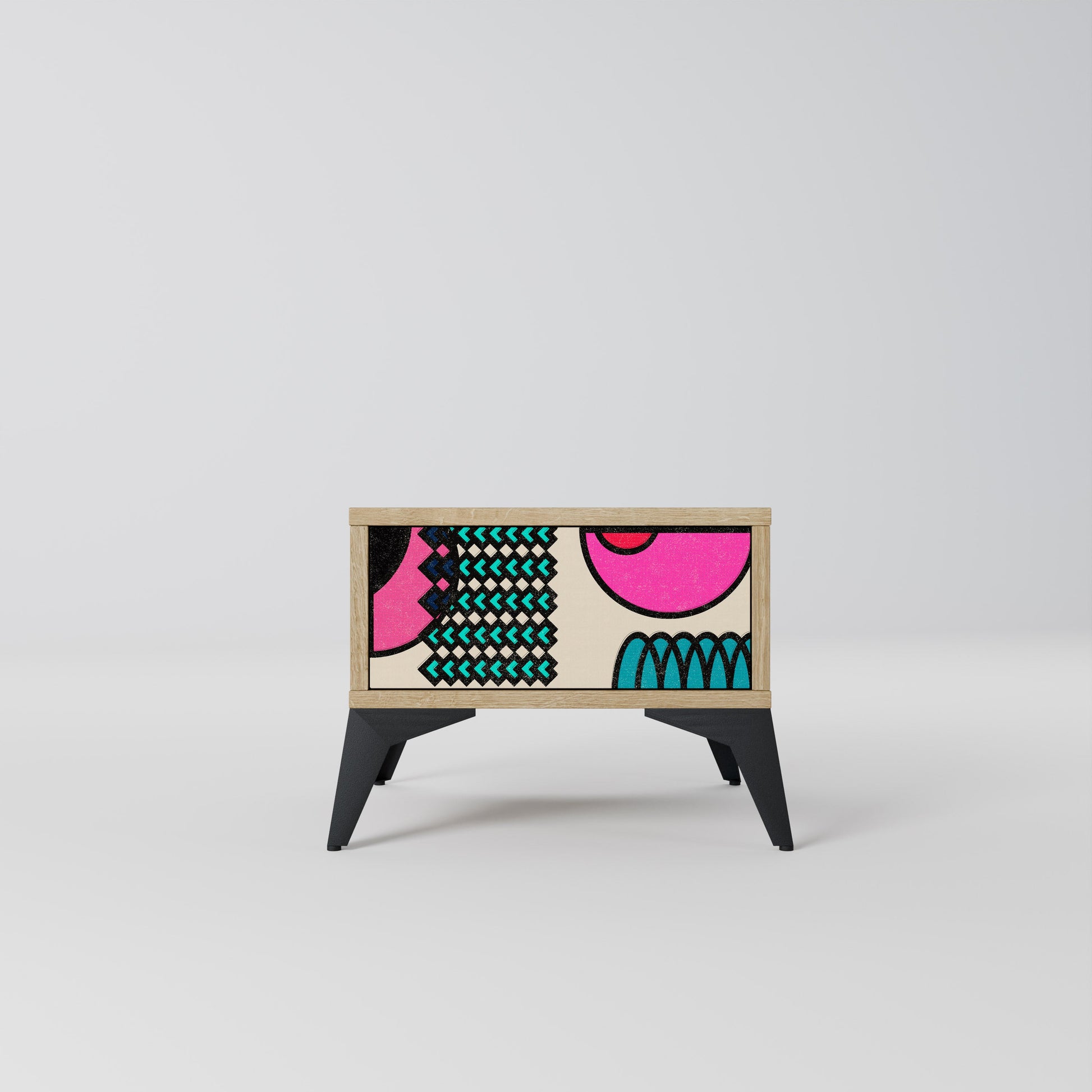 GEOMETRIC RHAPSODY Nightstand in Oak Effect