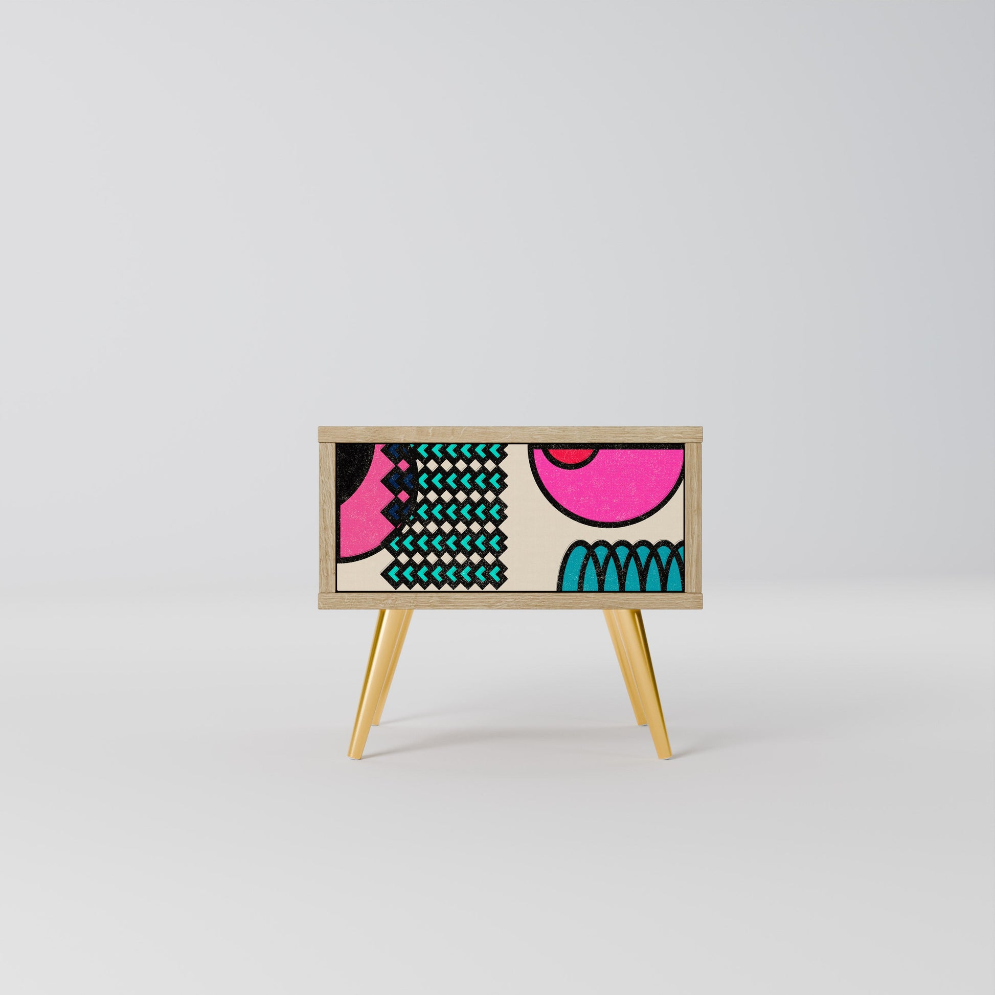 GEOMETRIC RHAPSODY Nightstand in Oak Effect