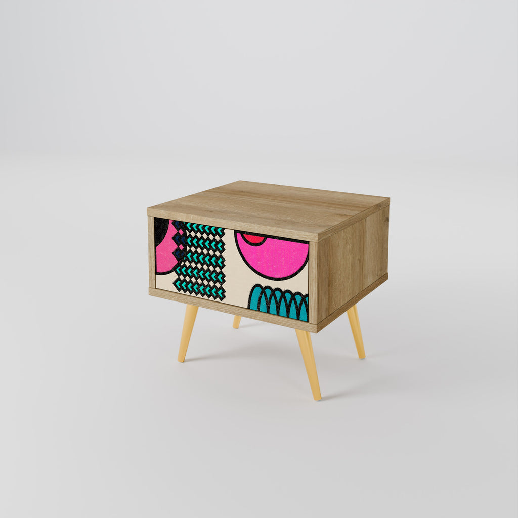 GEOMETRIC RHAPSODY Nightstand in Oak Effect
