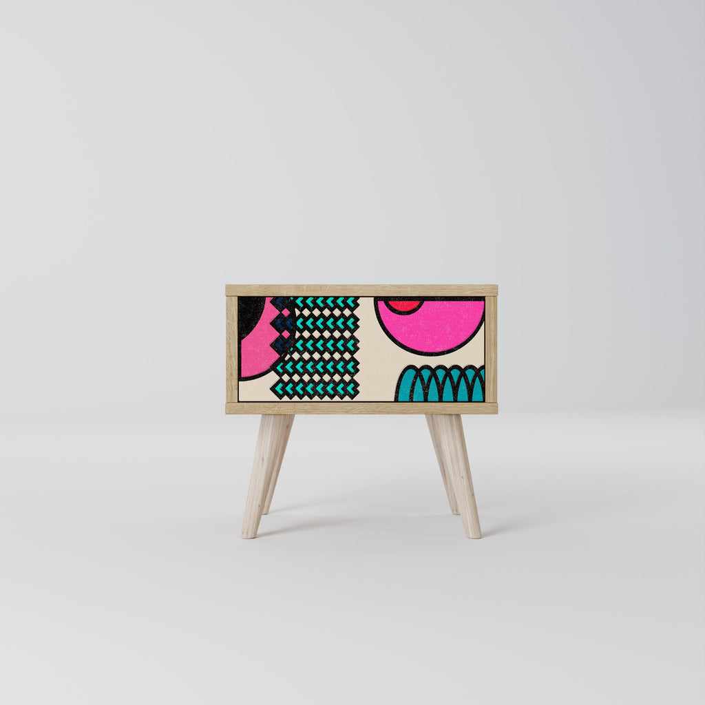 GEOMETRIC RHAPSODY Nightstand in Oak Effect