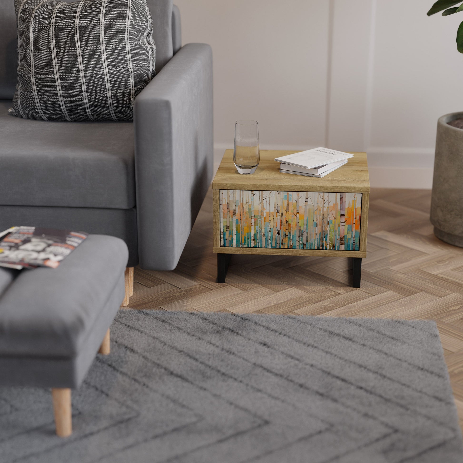 BIRCH KALEIDOSCOPE Nightstand in Oak Effect