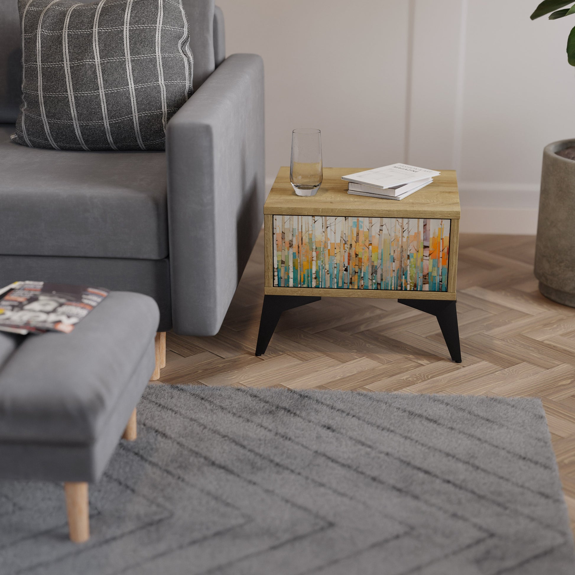 BIRCH KALEIDOSCOPE Nightstand in Oak Effect