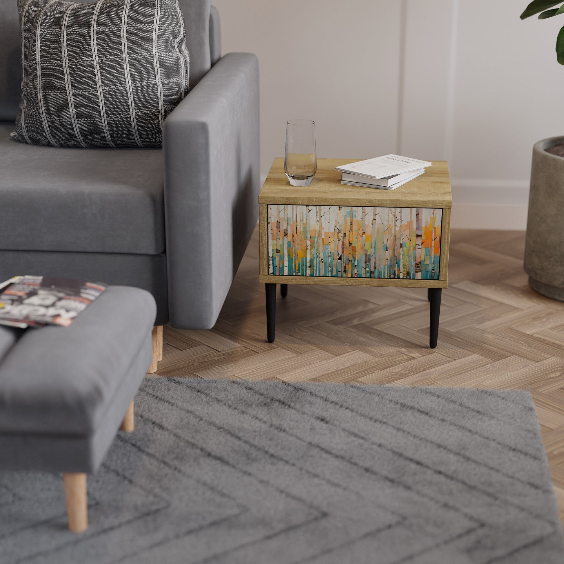 BIRCH KALEIDOSCOPE Nightstand in Oak Effect