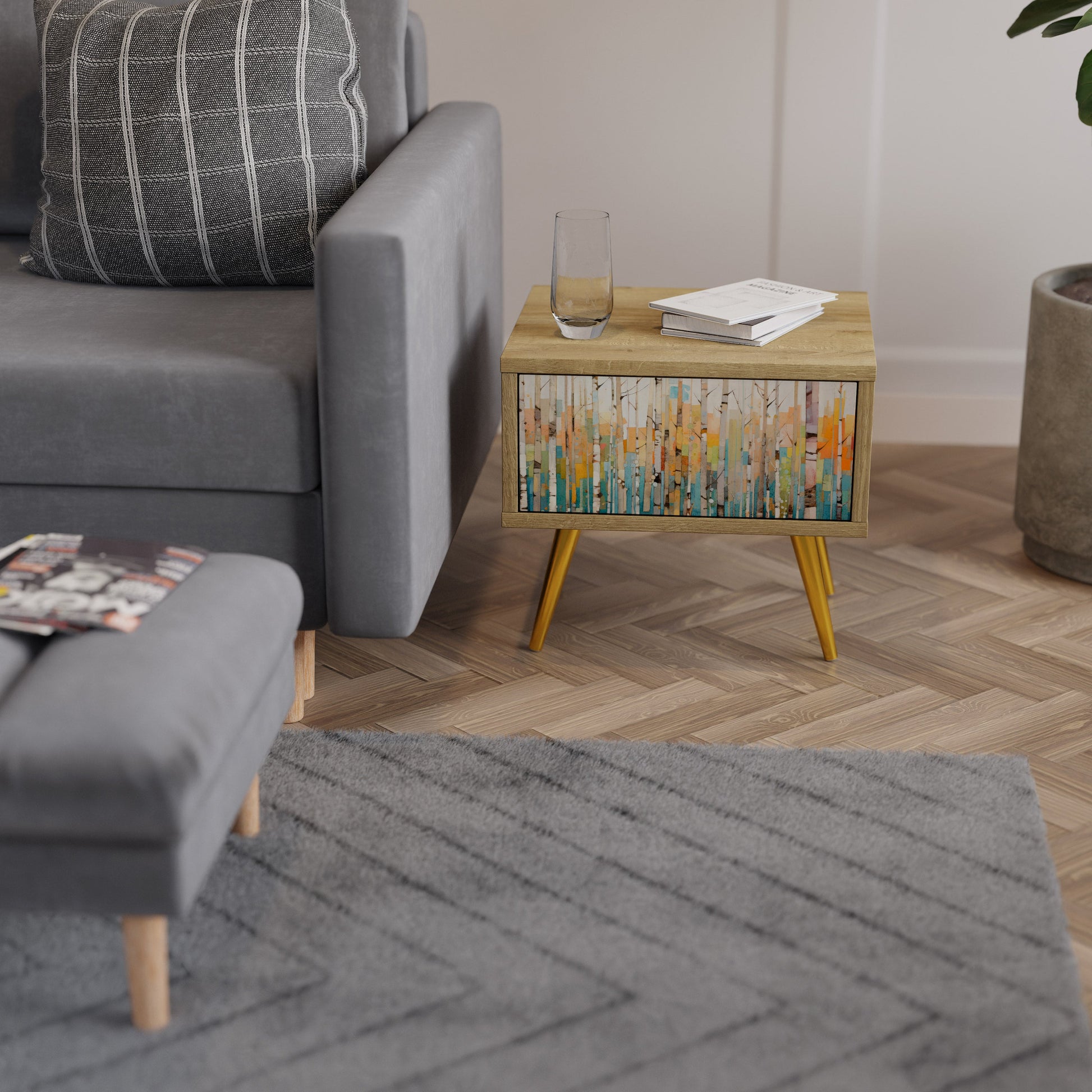 BIRCH KALEIDOSCOPE Nightstand in Oak Effect