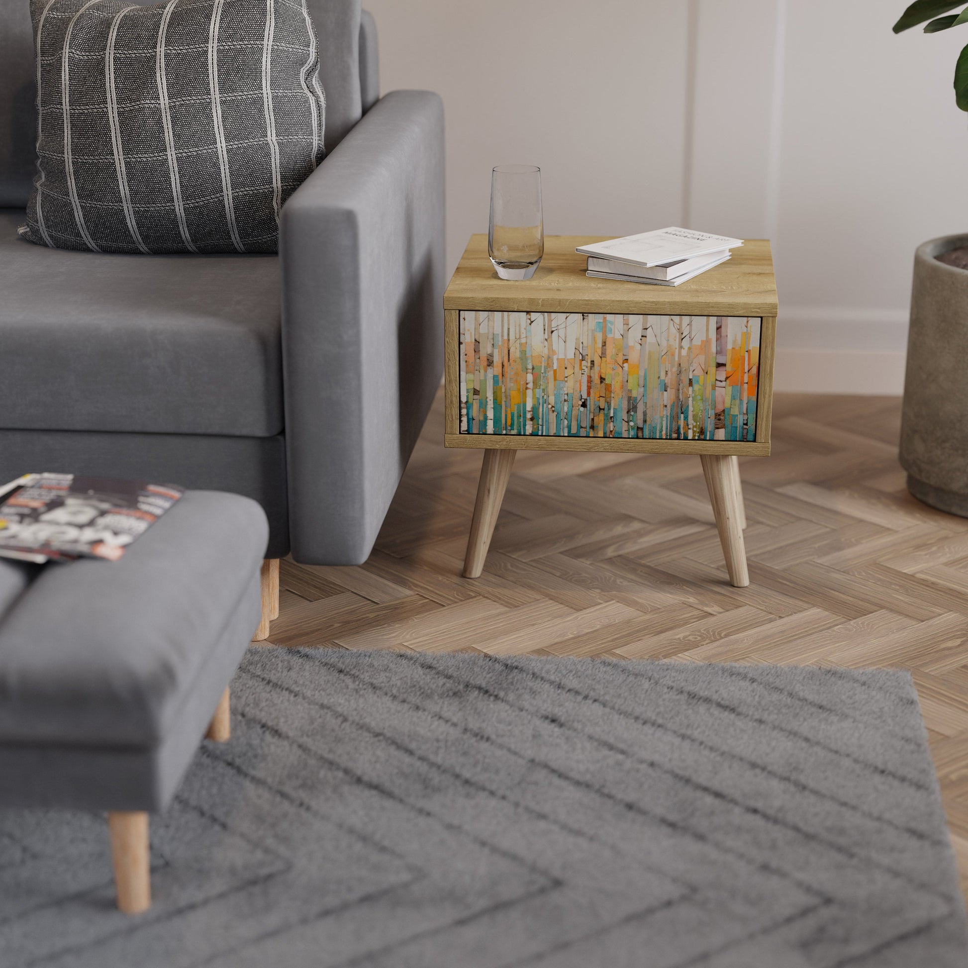 BIRCH KALEIDOSCOPE Nightstand in Oak Effect