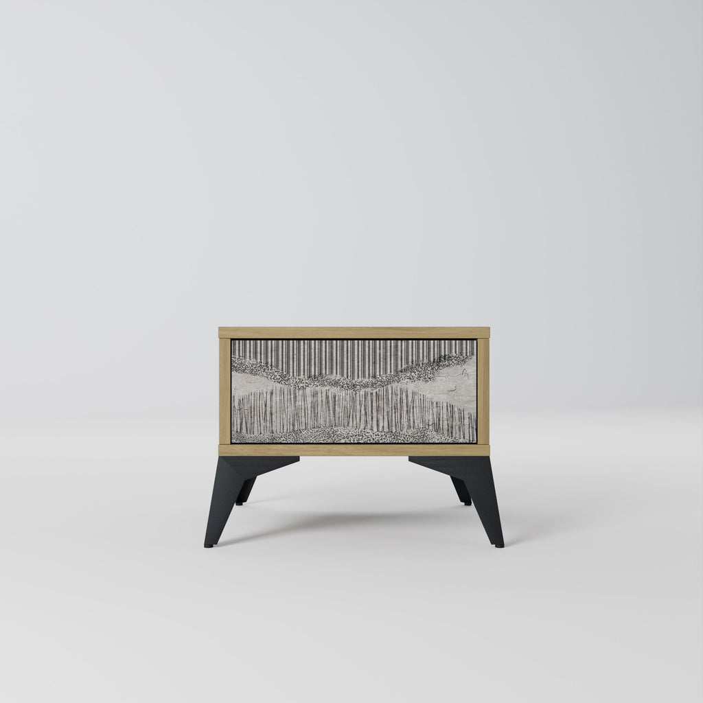 GRAIN LINES Nightstand in Oak Effect