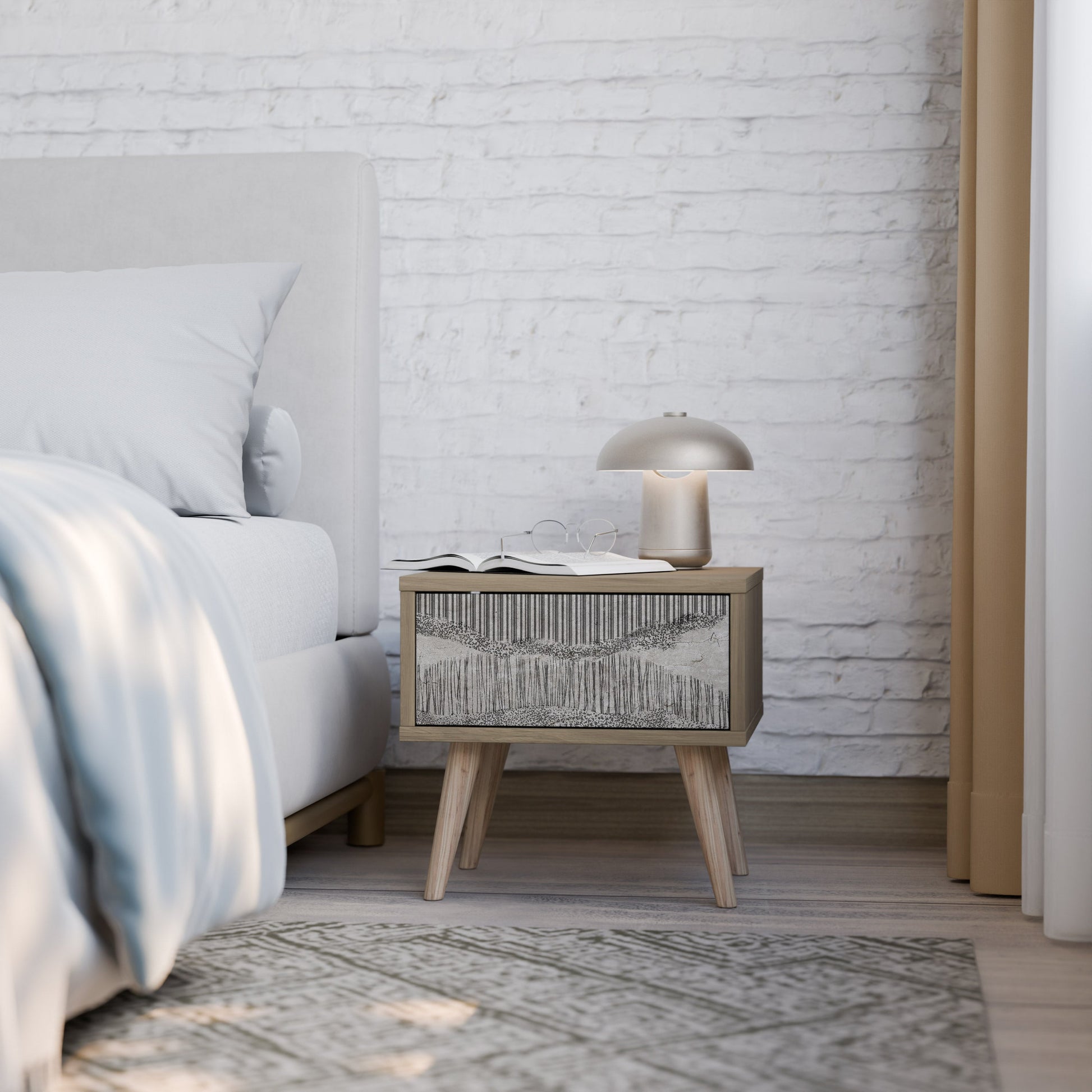 GRAIN LINES Nightstand in Oak Effect