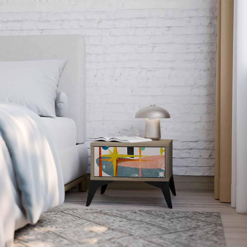 INTERSTELLAR VIBES Nightstand in Oak Effect