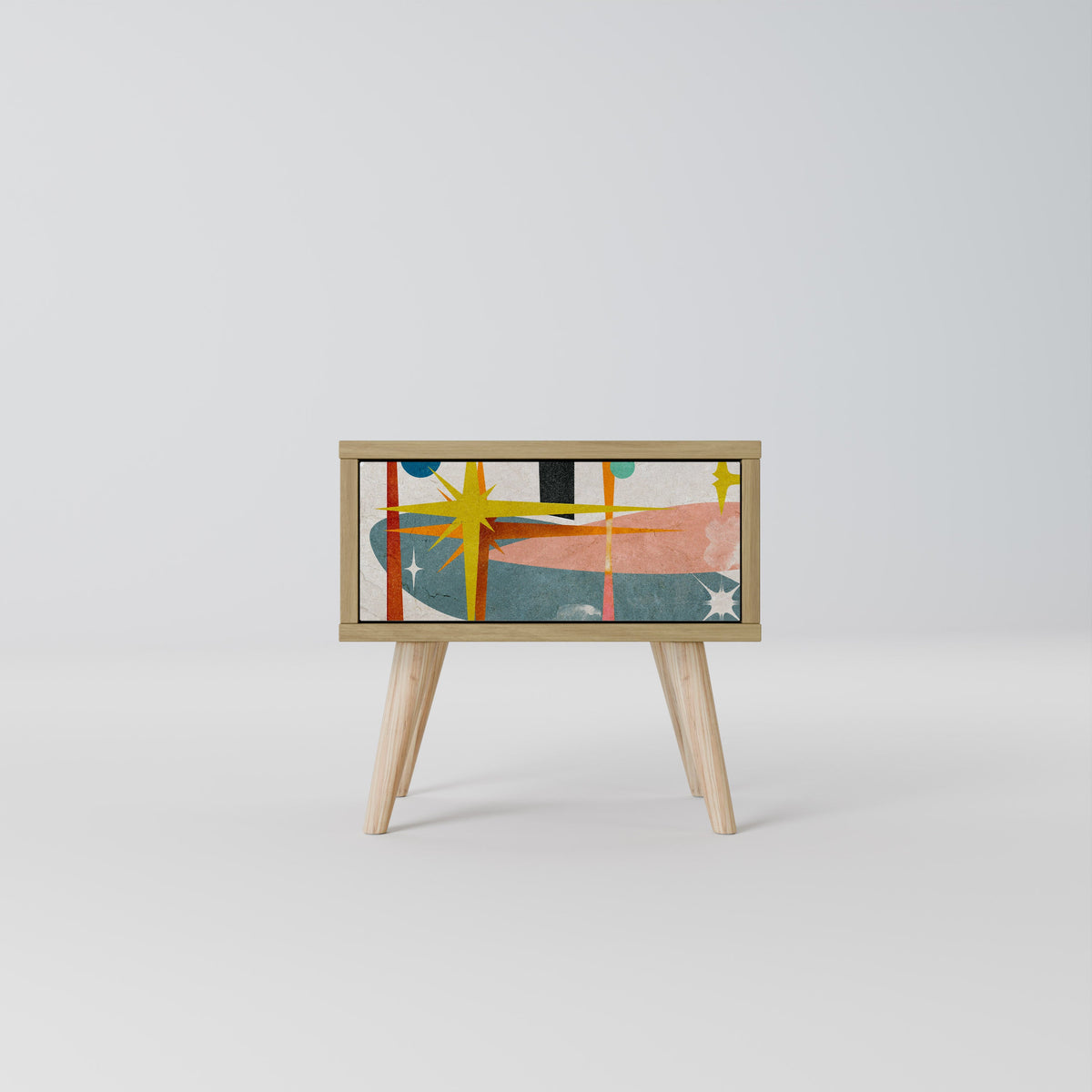 INTERSTELLAR VIBES Nightstand in Oak Effect