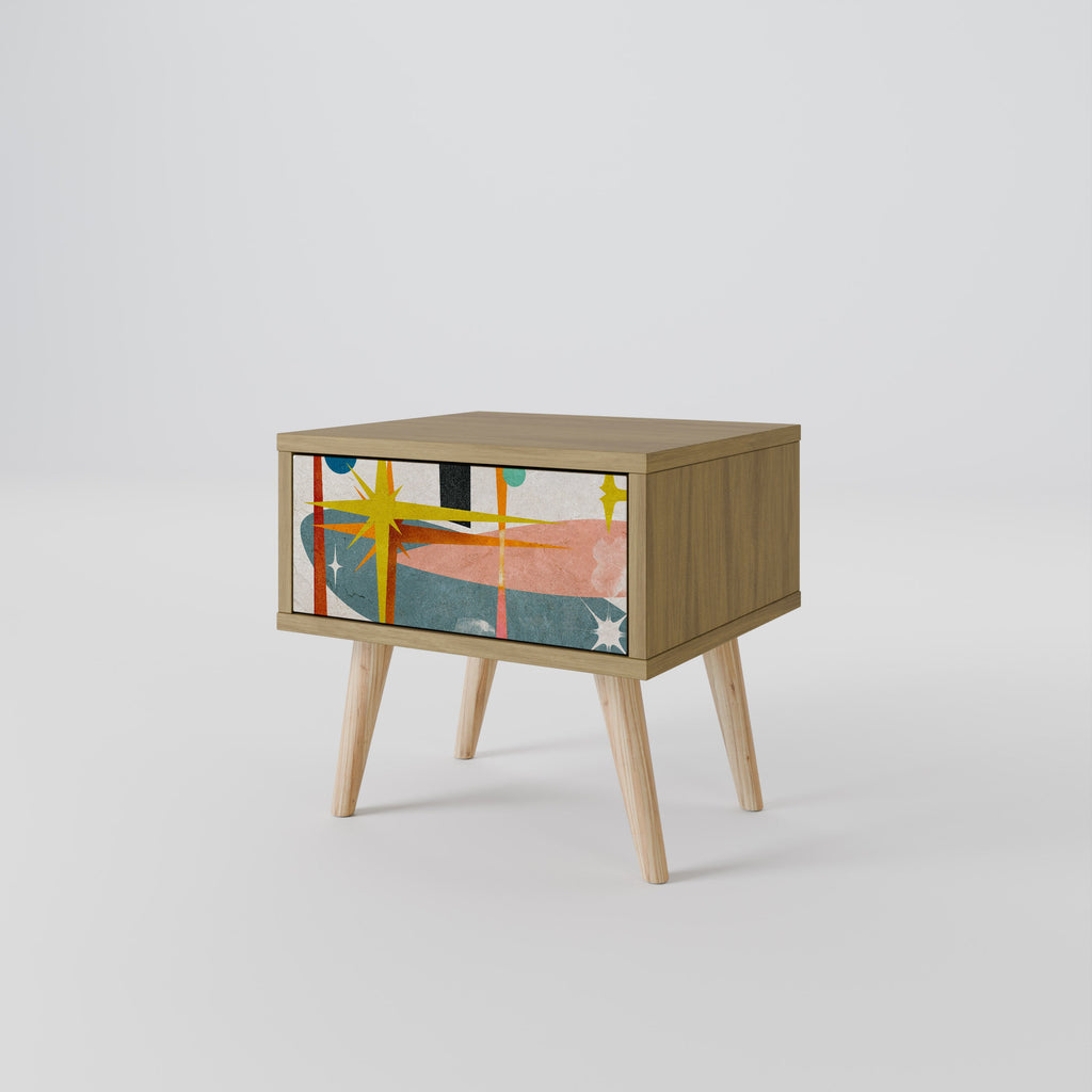 INTERSTELLAR VIBES Nightstand in Oak Effect