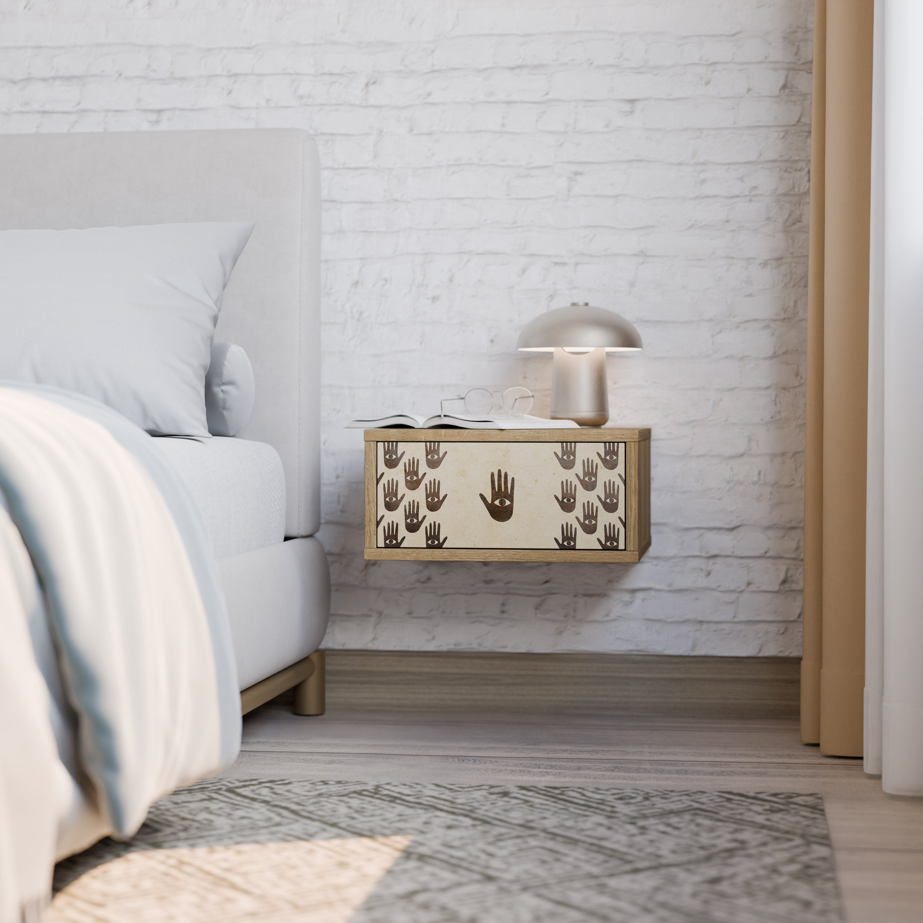 VOIR PLUS Table de chevet effet chêne