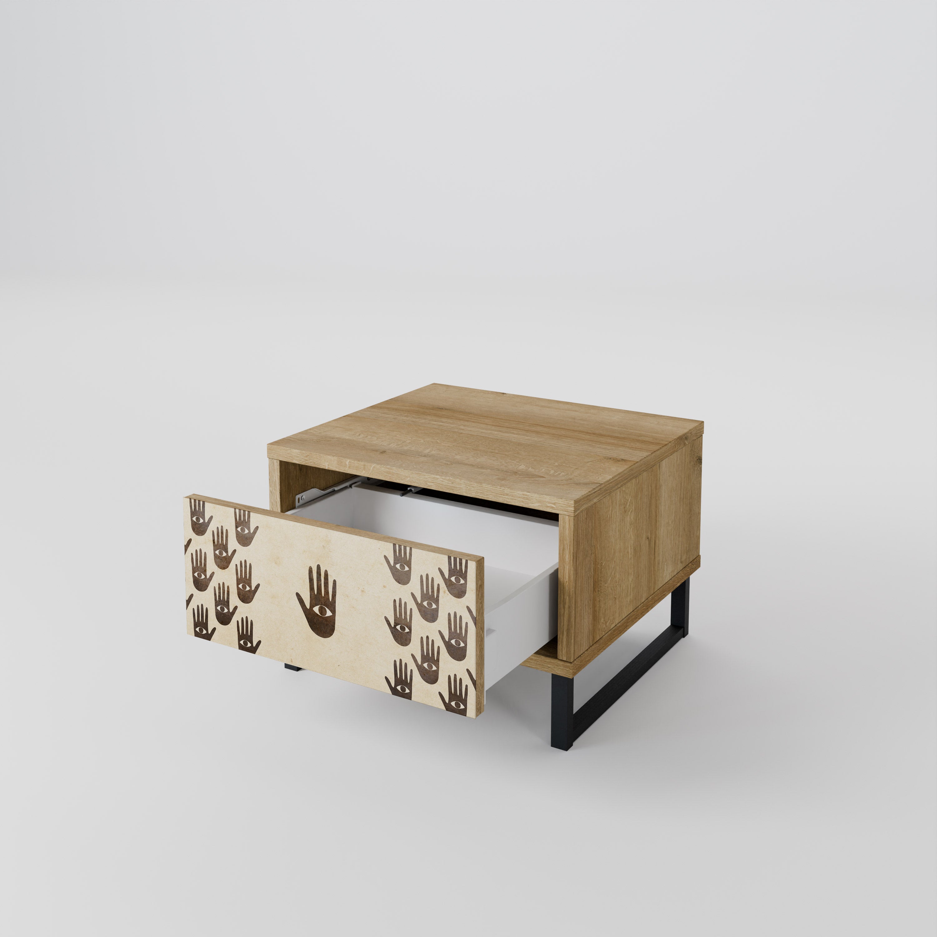 VOIR PLUS Table de chevet effet chêne