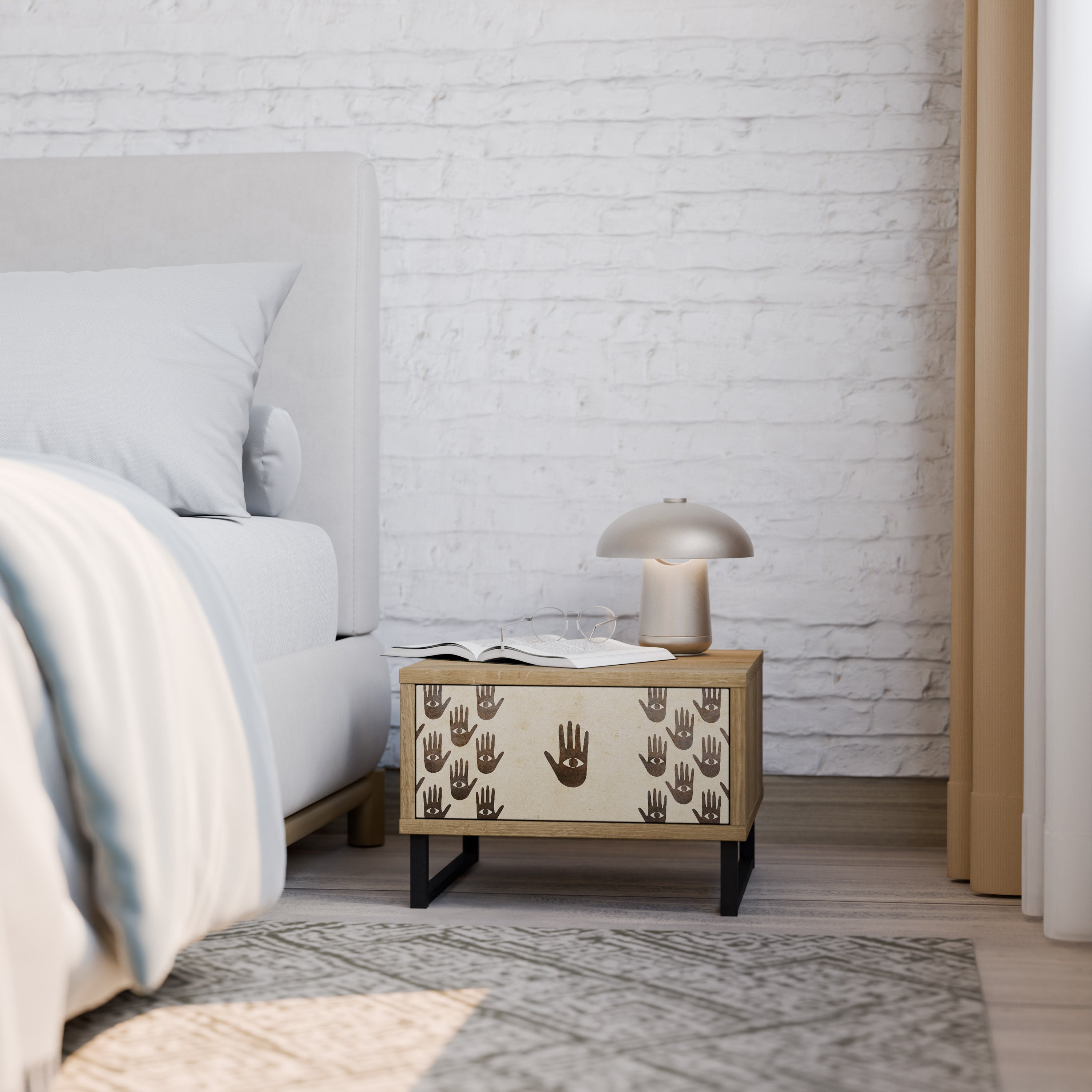 VOIR PLUS Table de chevet effet chêne
