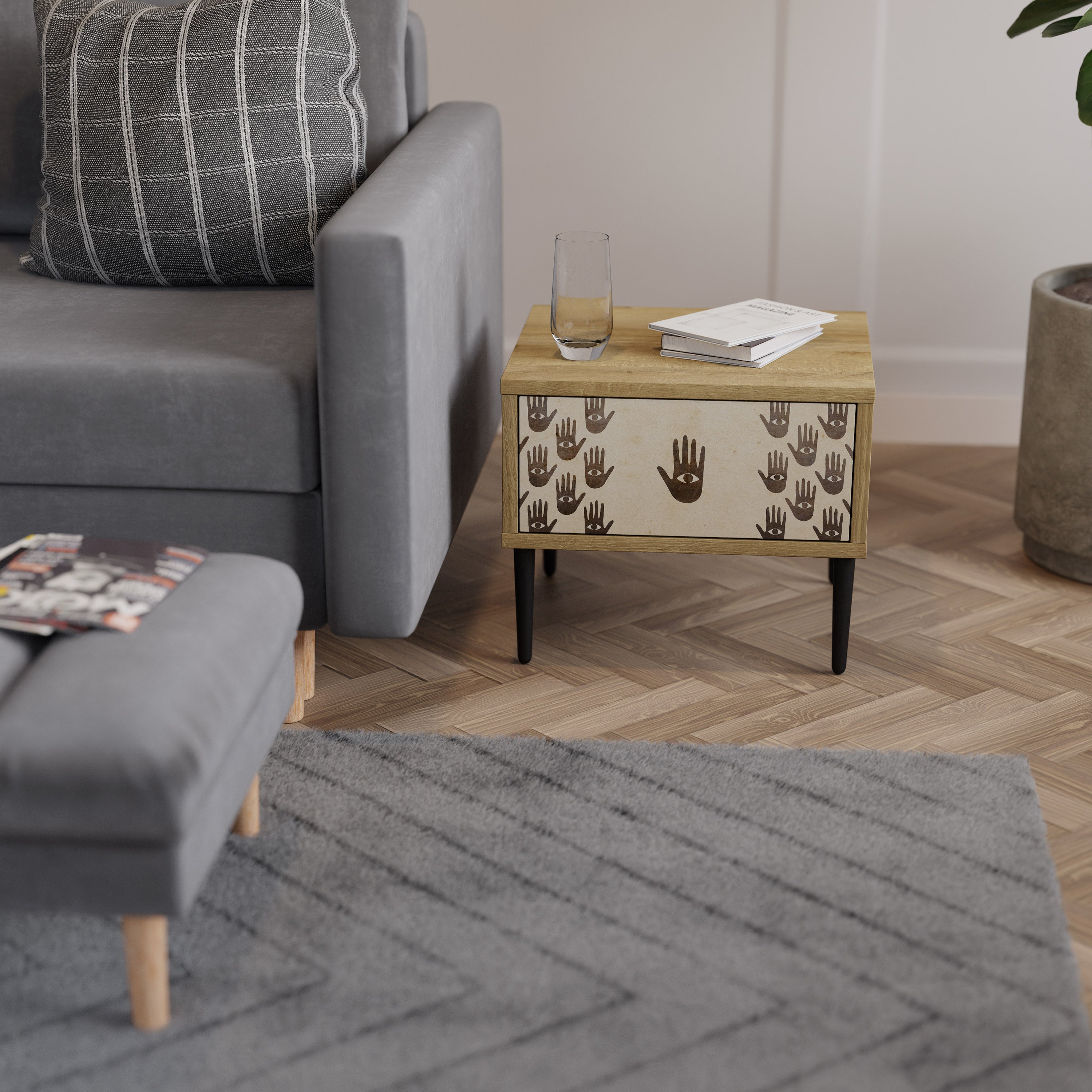 VOIR PLUS Table de chevet effet chêne