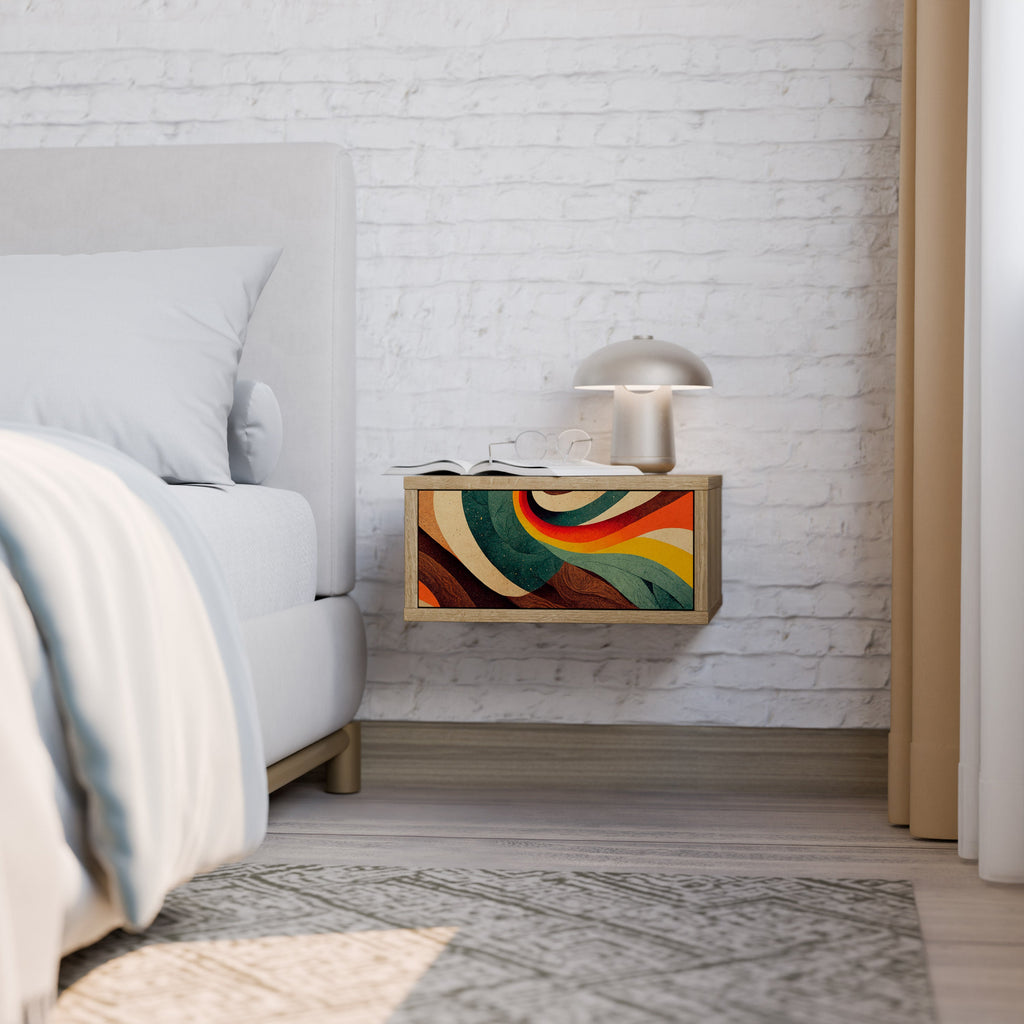 COLORFUL STRANDS Nightstand in Oak Effect