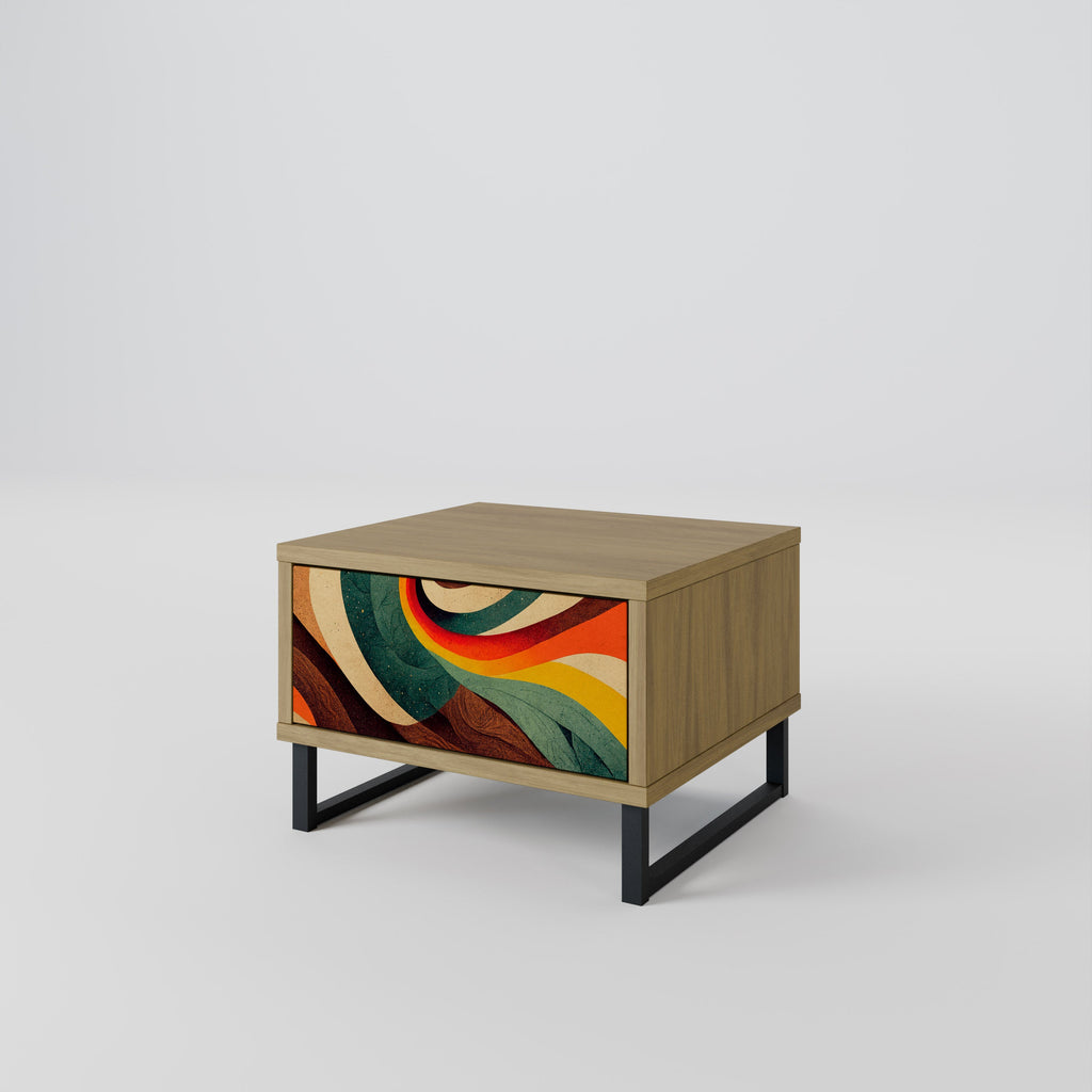 COLORFUL STRANDS Nightstand in Oak Effect