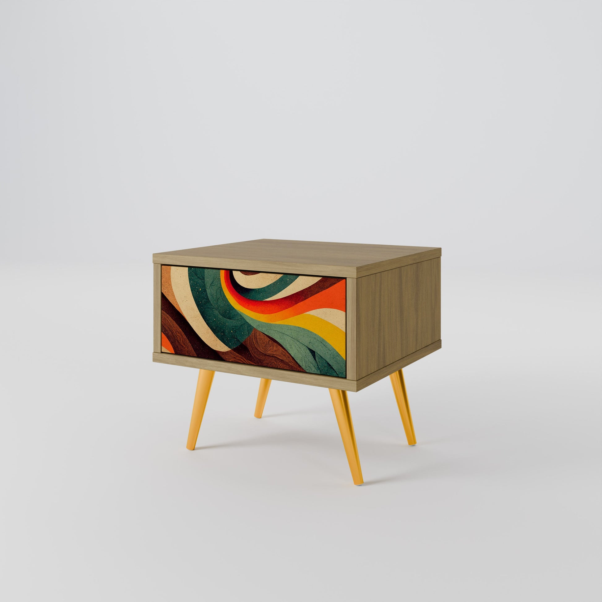 COLORFUL STRANDS Nightstand in Oak Effect
