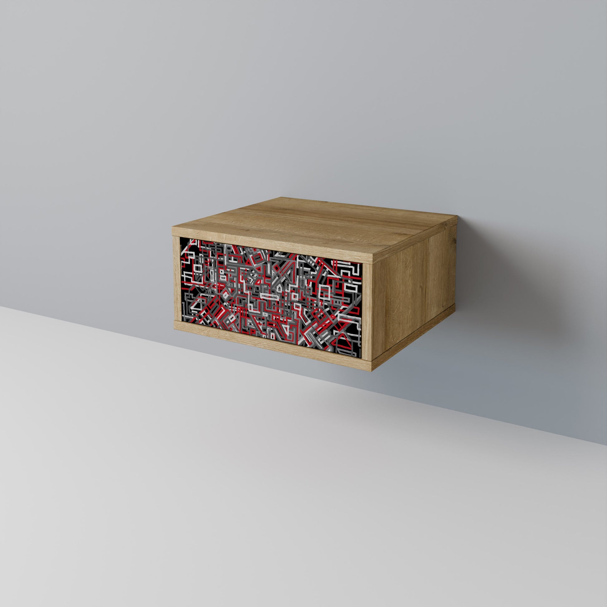 BROKEN LINES Nightstand in Oak Effect