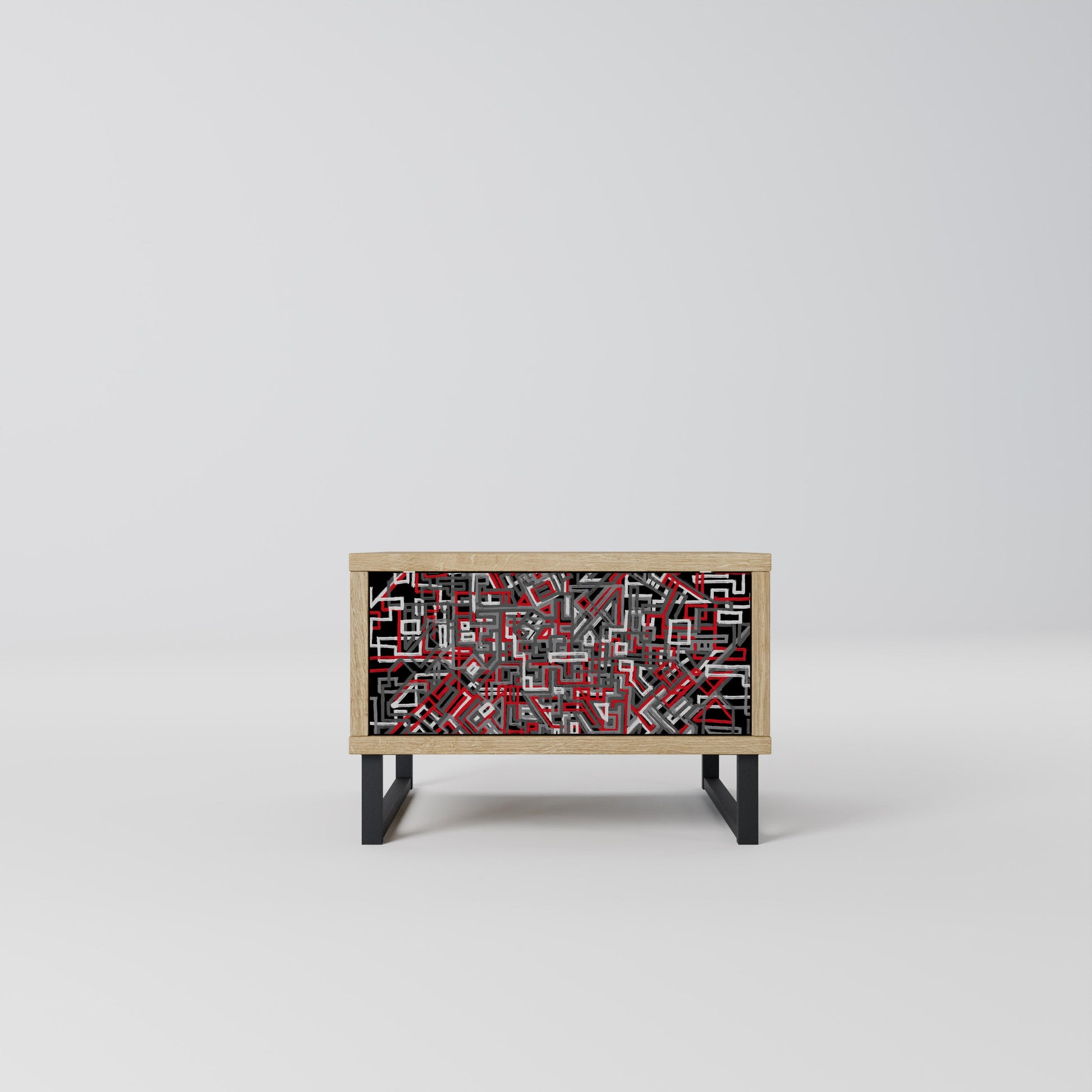 BROKEN LINES Nightstand in Oak Effect
