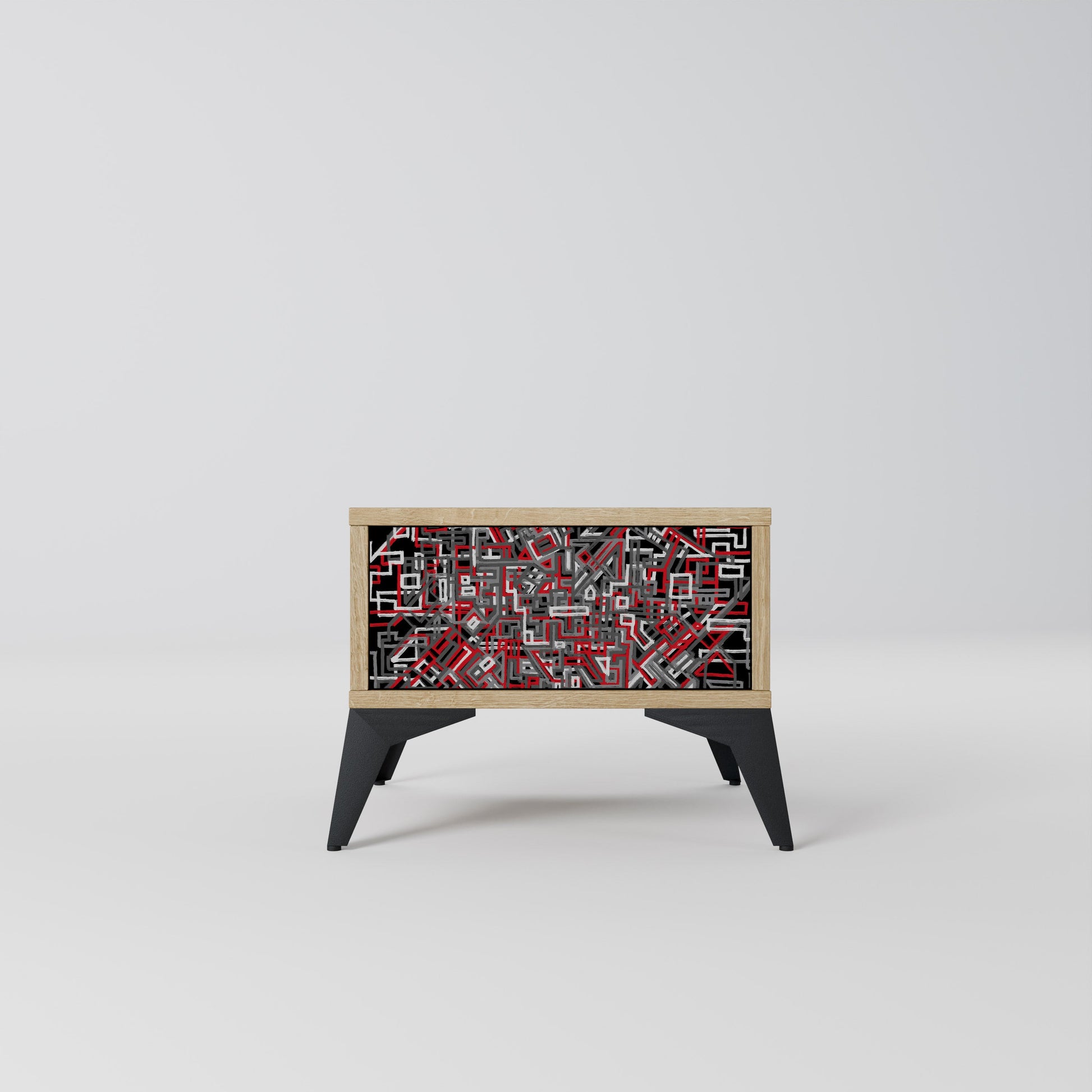 BROKEN LINES Nightstand in Oak Effect