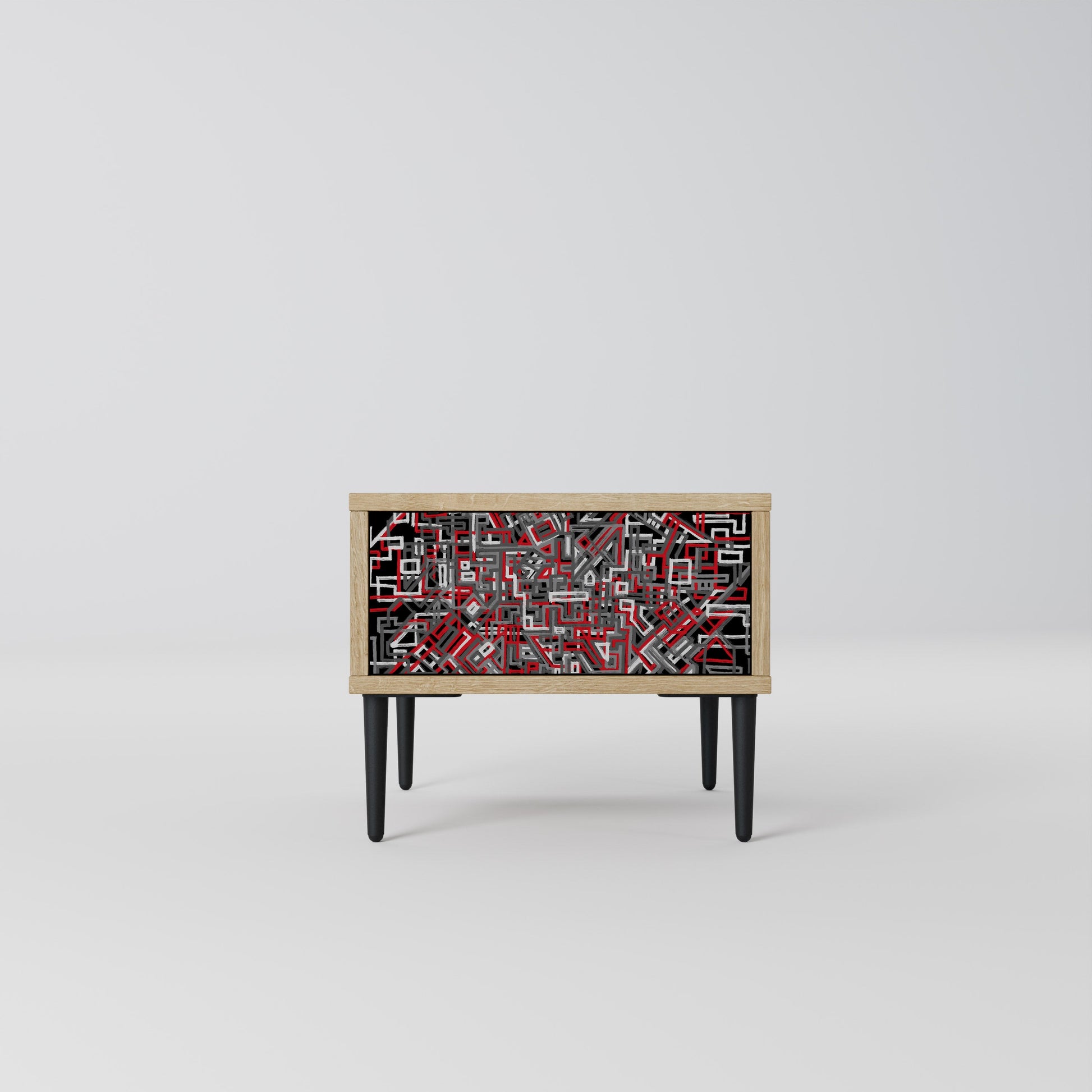 BROKEN LINES Nightstand in Oak Effect