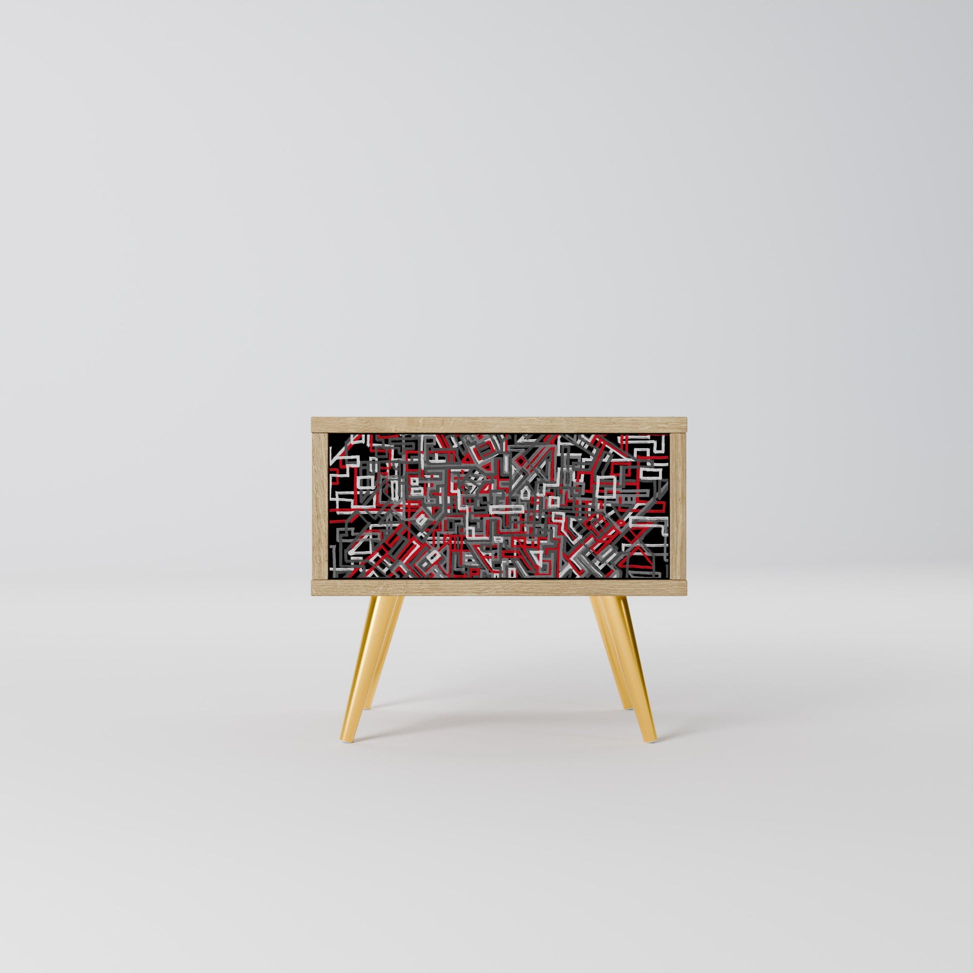 BROKEN LINES Nightstand in Oak Effect