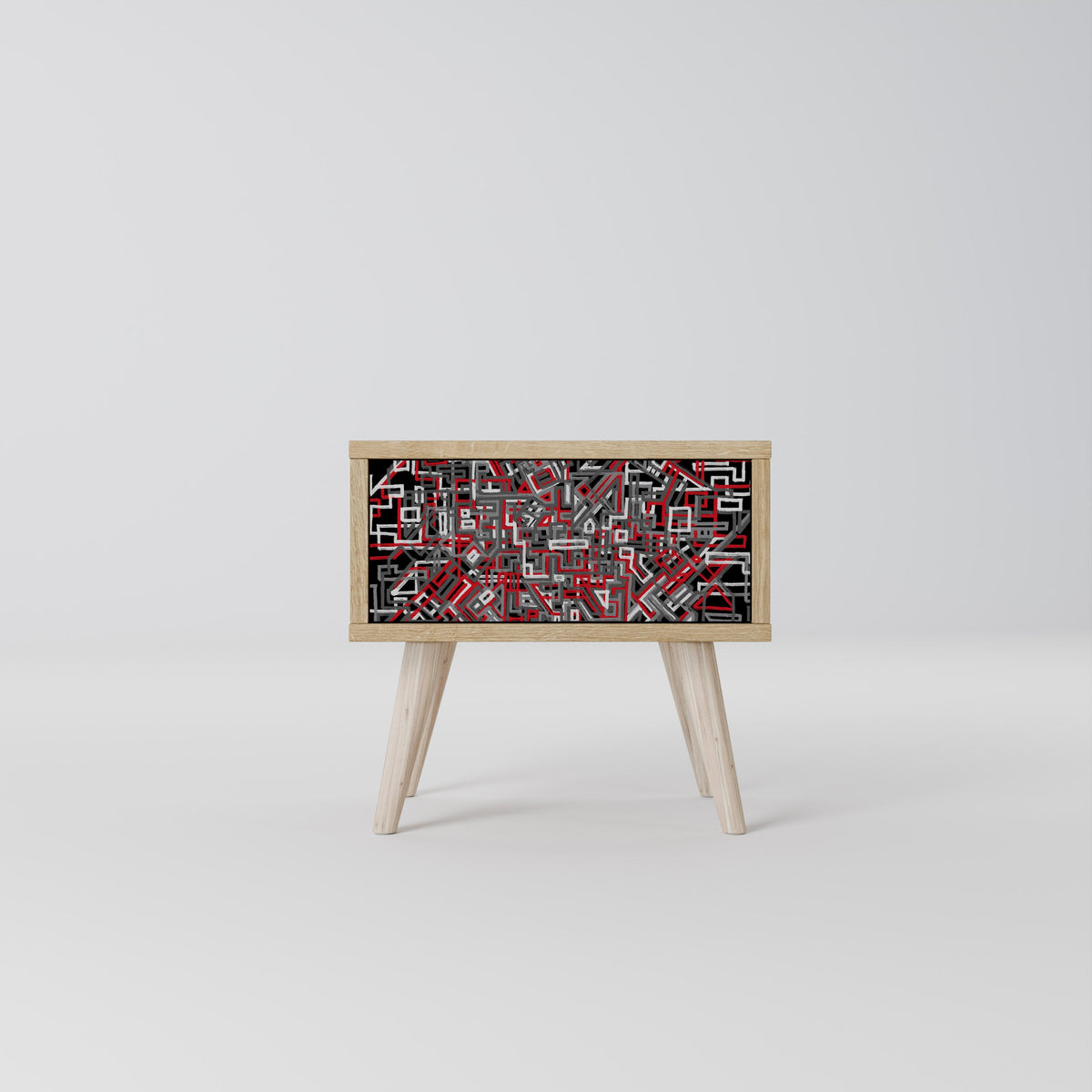 BROKEN LINES Nightstand in Oak Effect