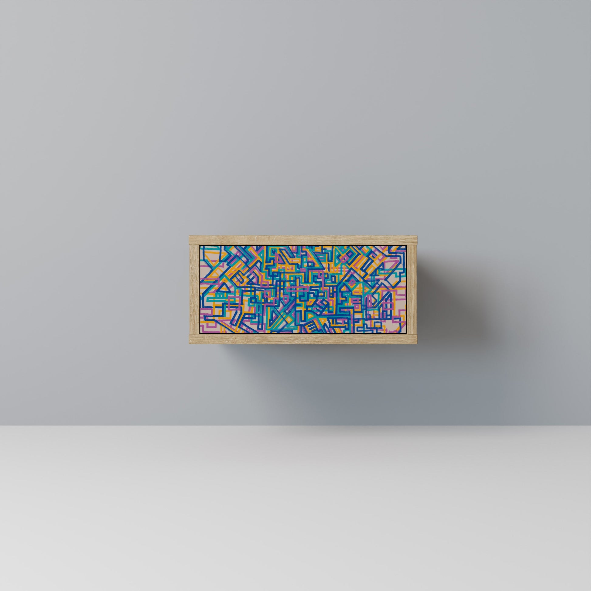 MEMORIES MAP Nightstand in Oak Effect