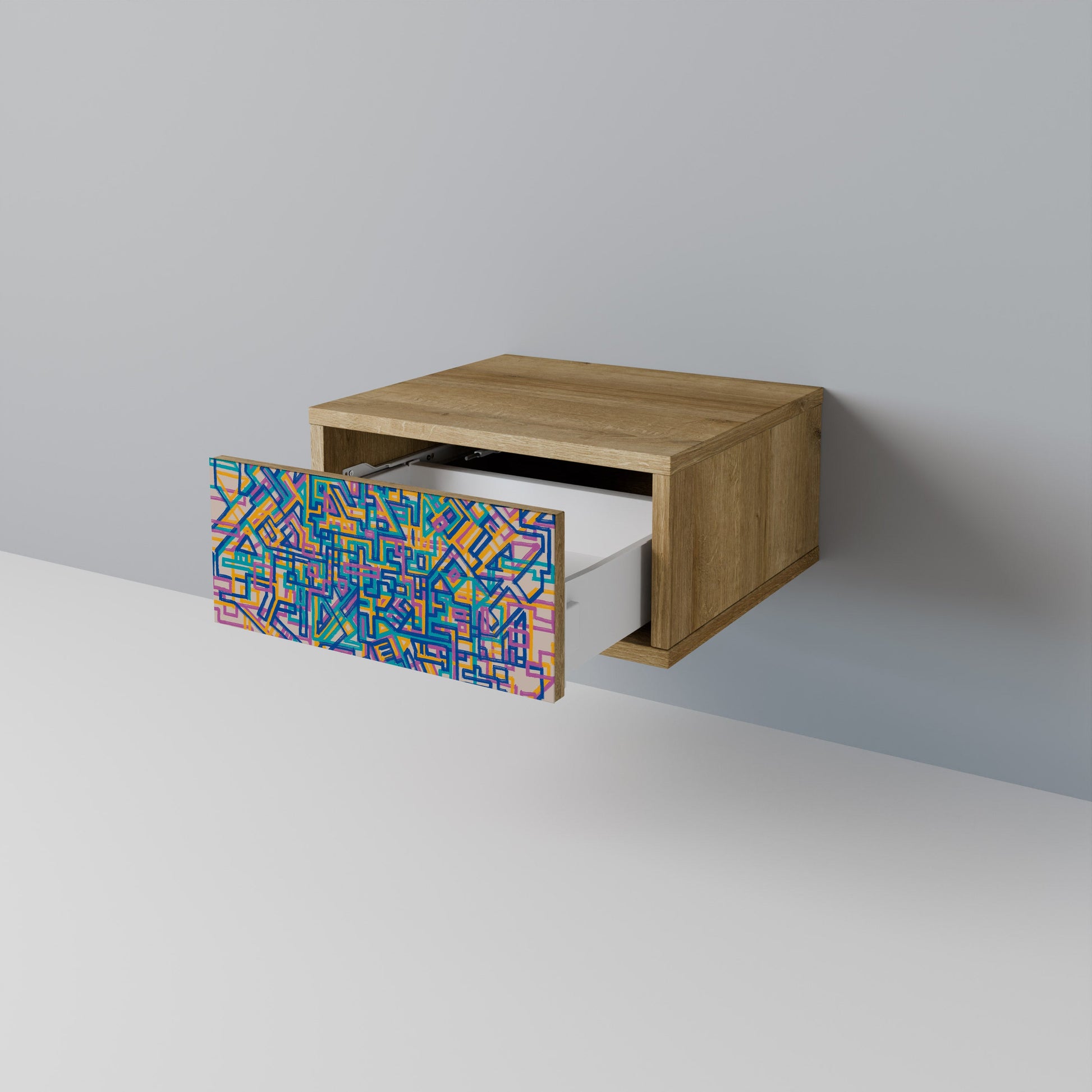 MEMORIES MAP Nightstand in Oak Effect