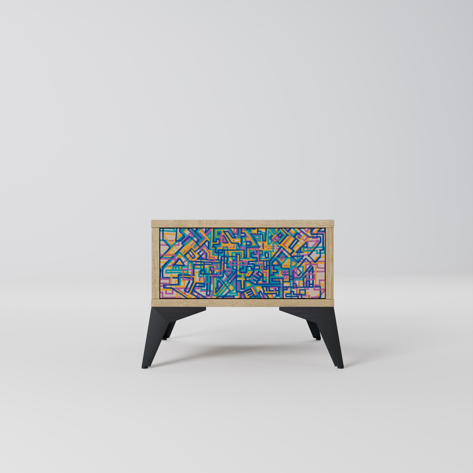 MEMORIES MAP Nightstand in Oak Effect