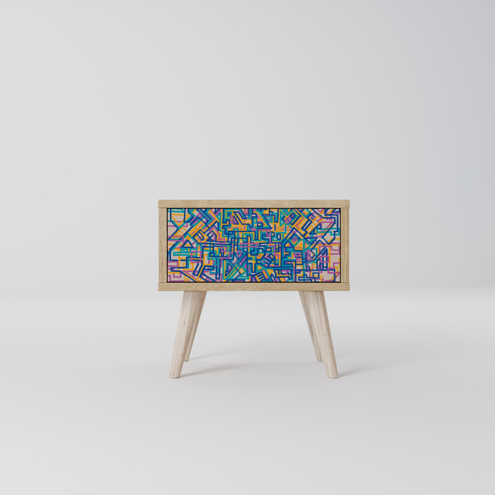 MEMORIES MAP Nightstand in Oak Effect