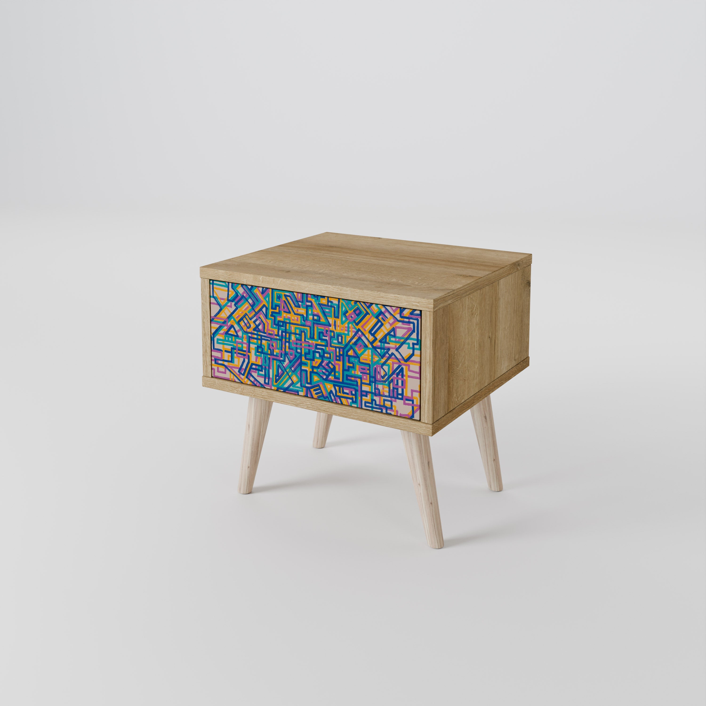 Table de chevet MEMORIES MAP effet chêne
