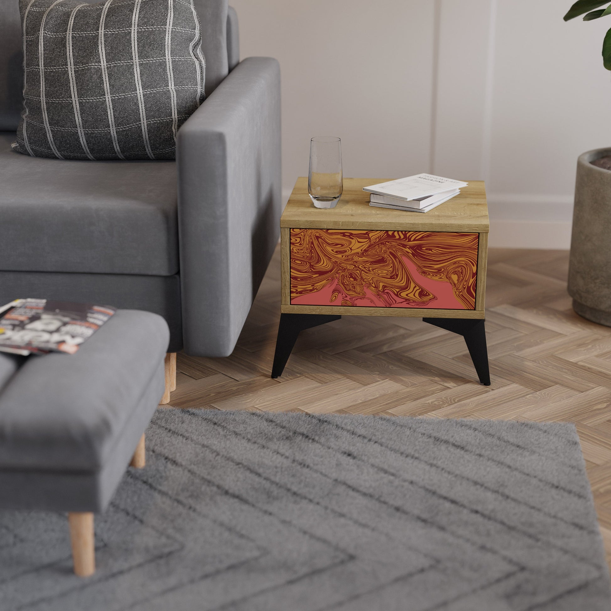 FLOATING THOUGHTS Nightstand in Oak Effect