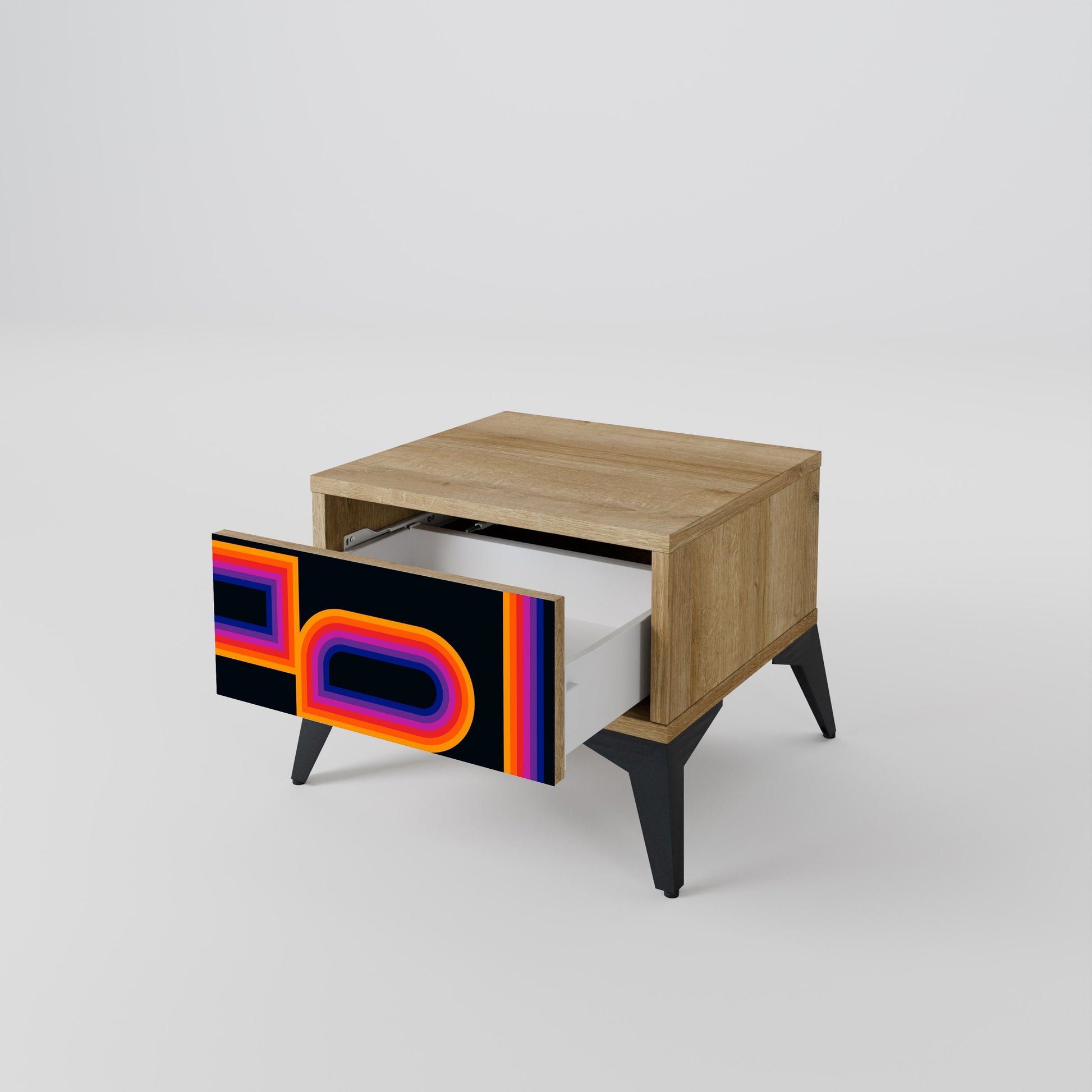 BLINDED BY THE LIGHTS Nightstand in Oak Effect