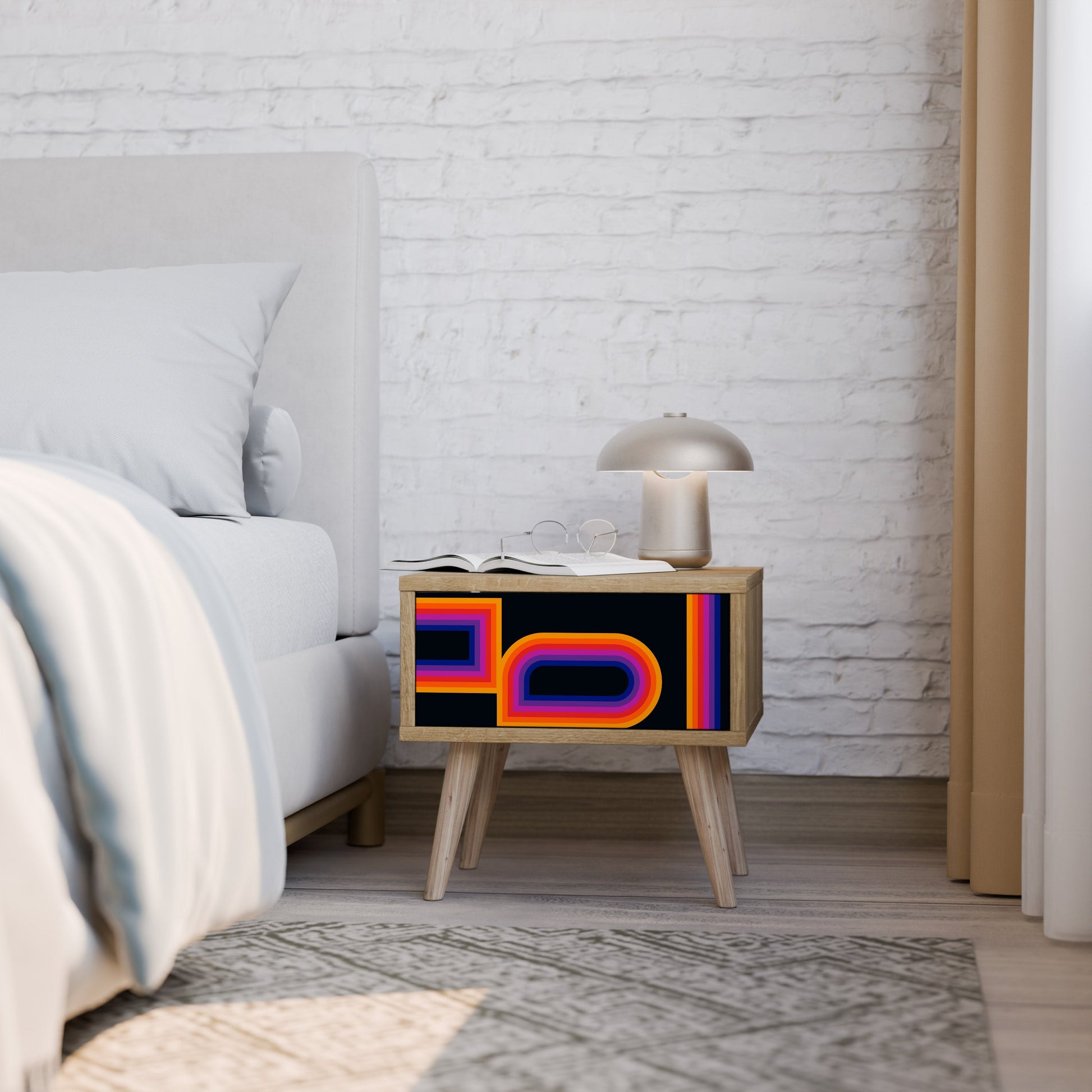 BLINDED BY THE LIGHTS Nightstand in Oak Effect