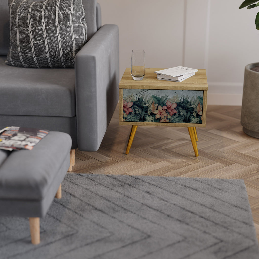 HEAVENLY BLOOM Nightstand in Oak Effect